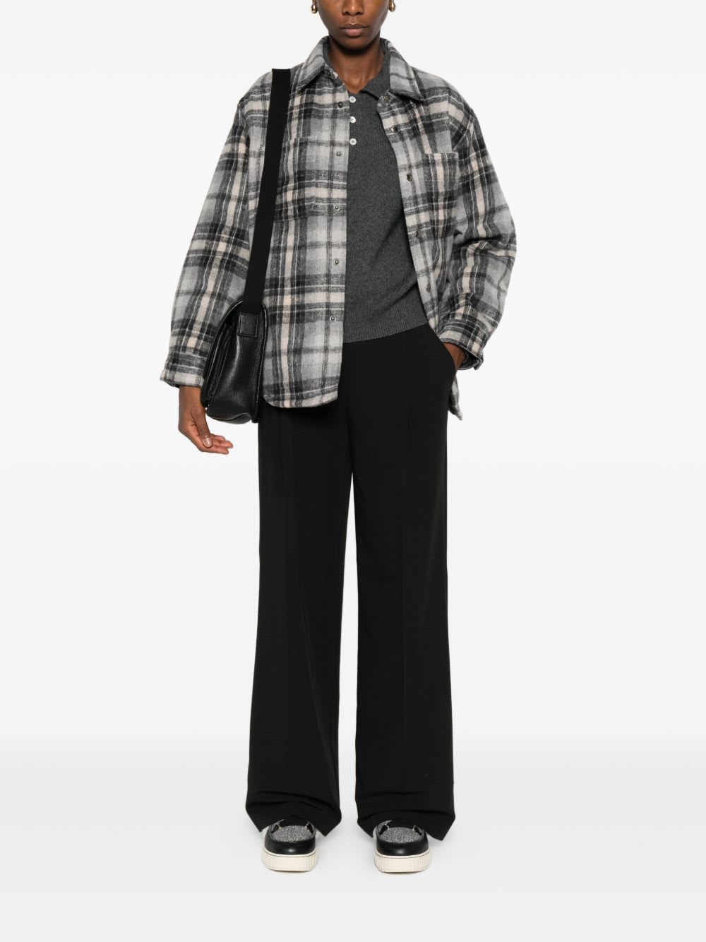 Dunst Gray Quilted Check Flannel Overshirt In Gray