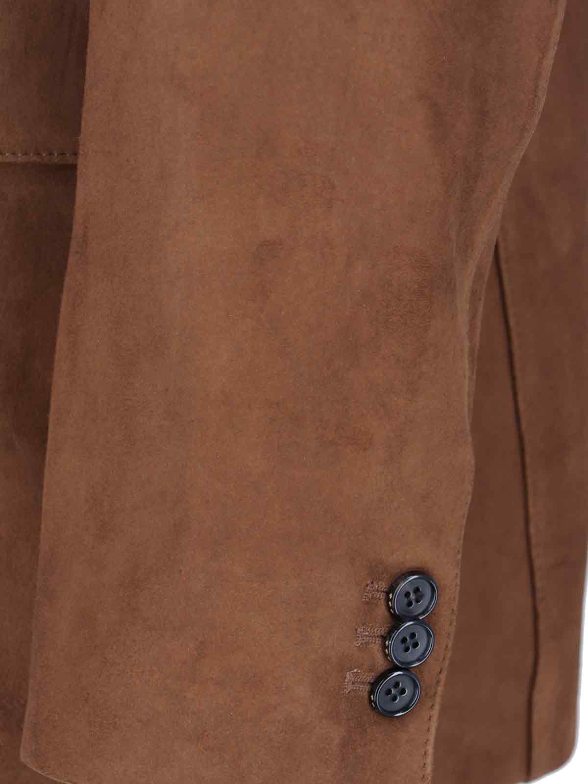 Tonywack Contemporary Jacket With Notched Lapel And Pockets In Brown