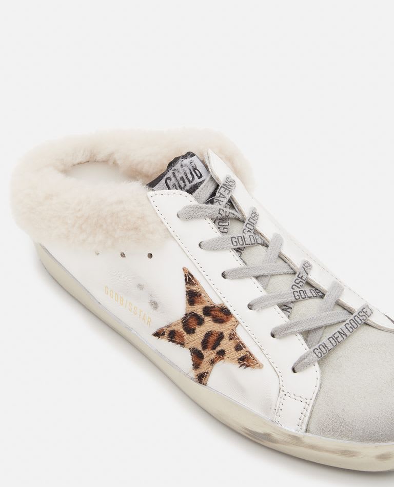 Golden Goose Superstar Sabot 81811 Leather And Shearling Trainers In White/brown