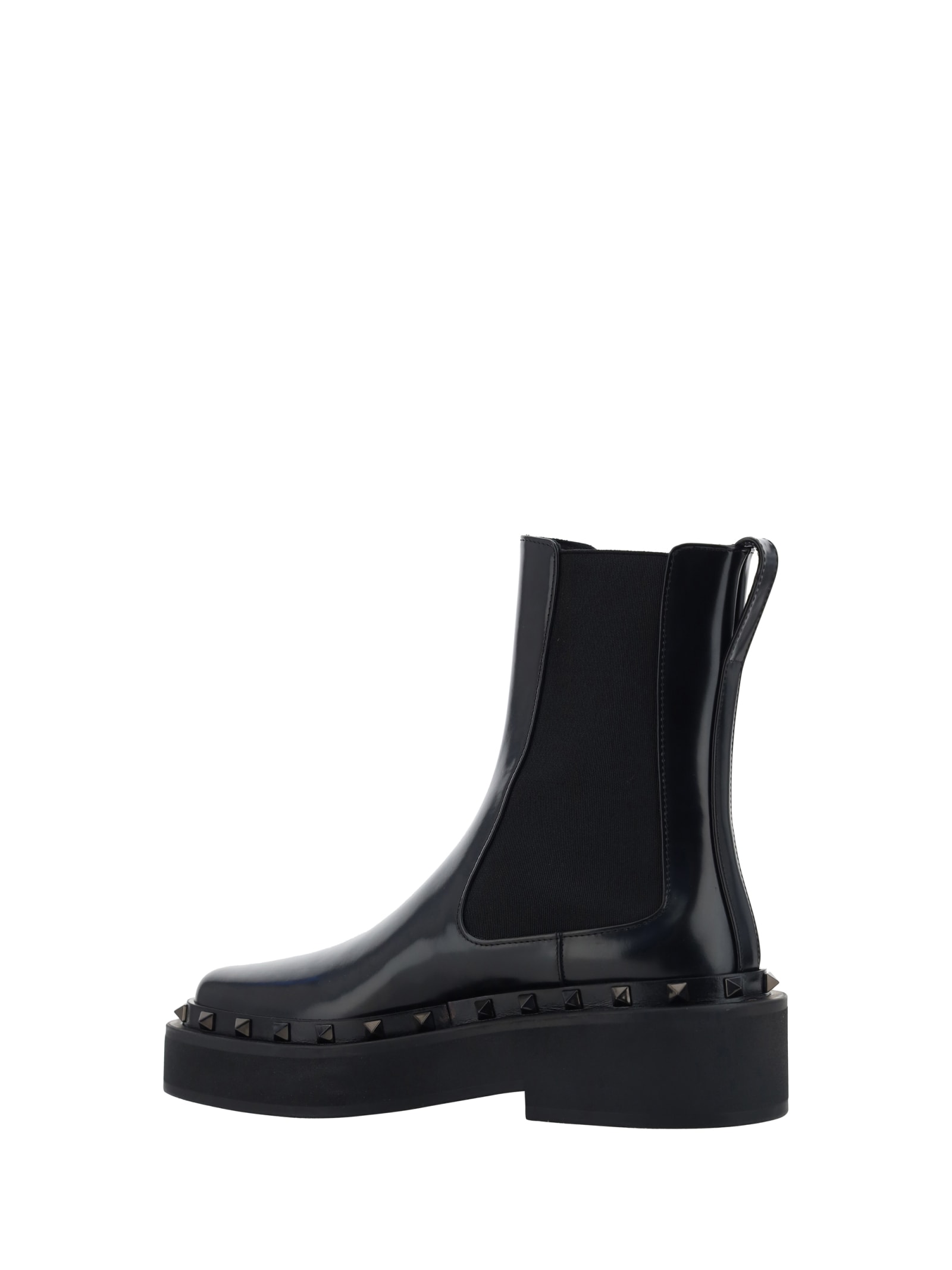 Valentino 50mm Rockstud M-way Leather Ankle Boots In Black
