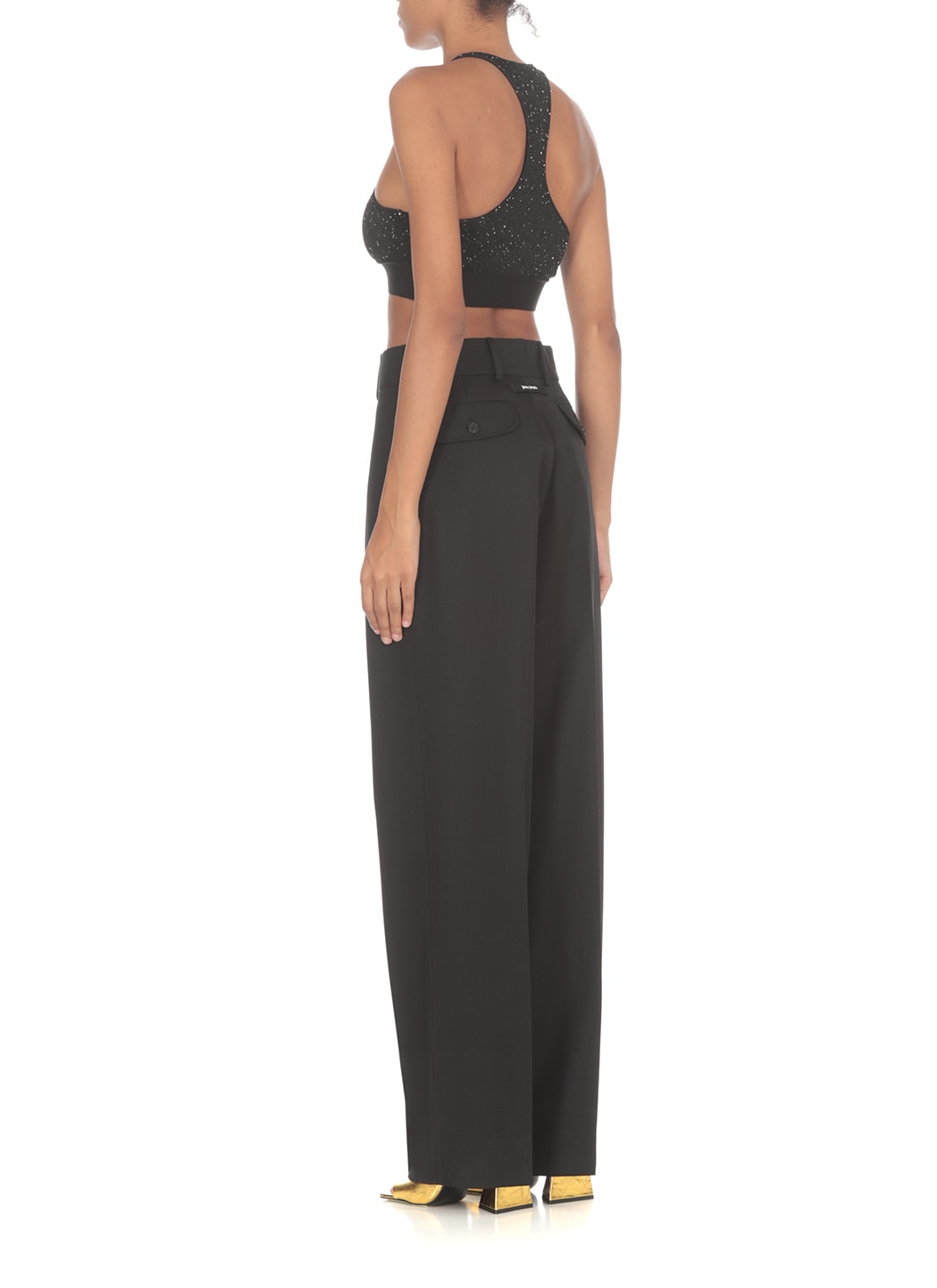Palm Angels Cropped Track Pants In Black