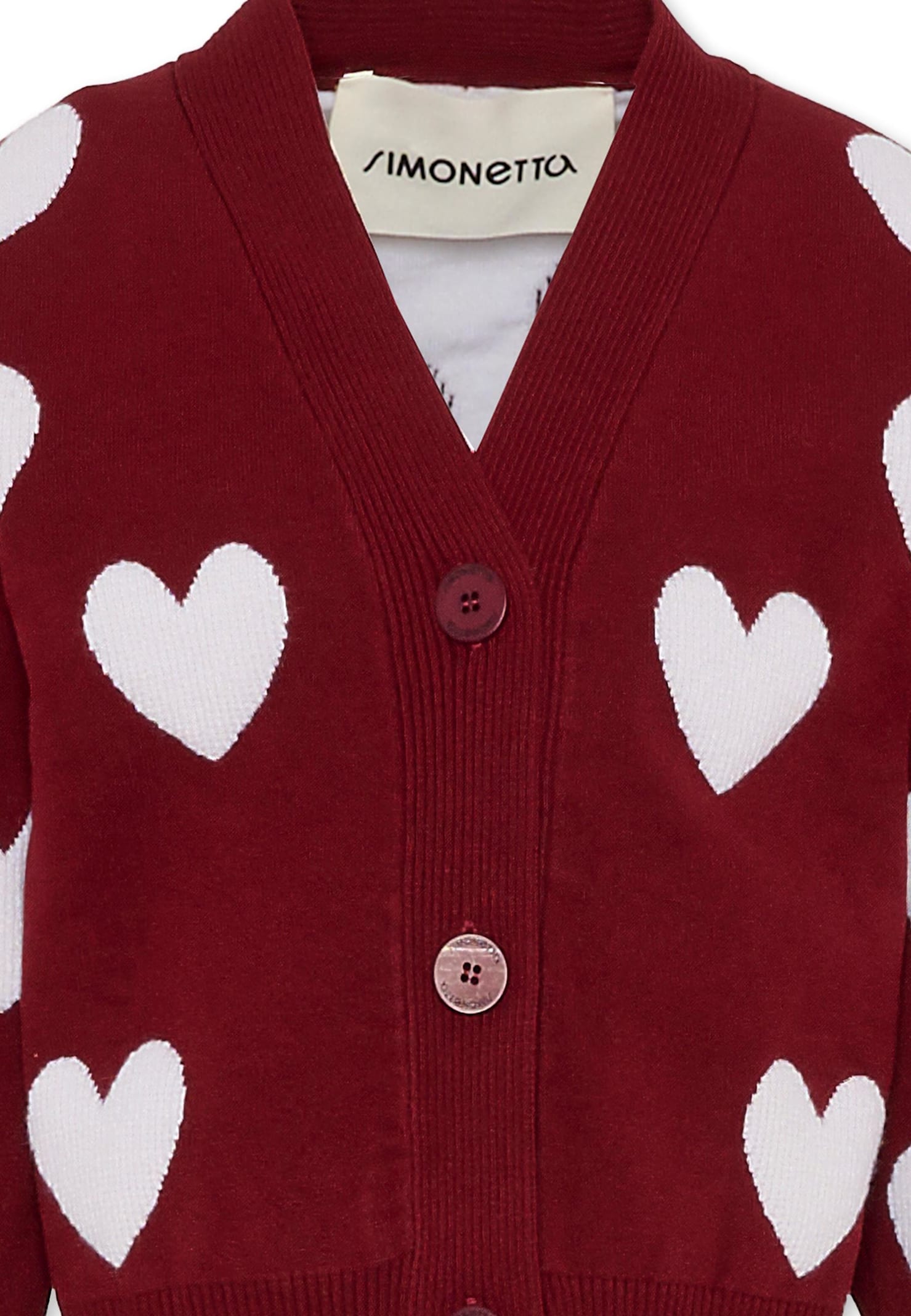 Simonetta Burgundy Cardigan For Girl With Heart In Burgundy