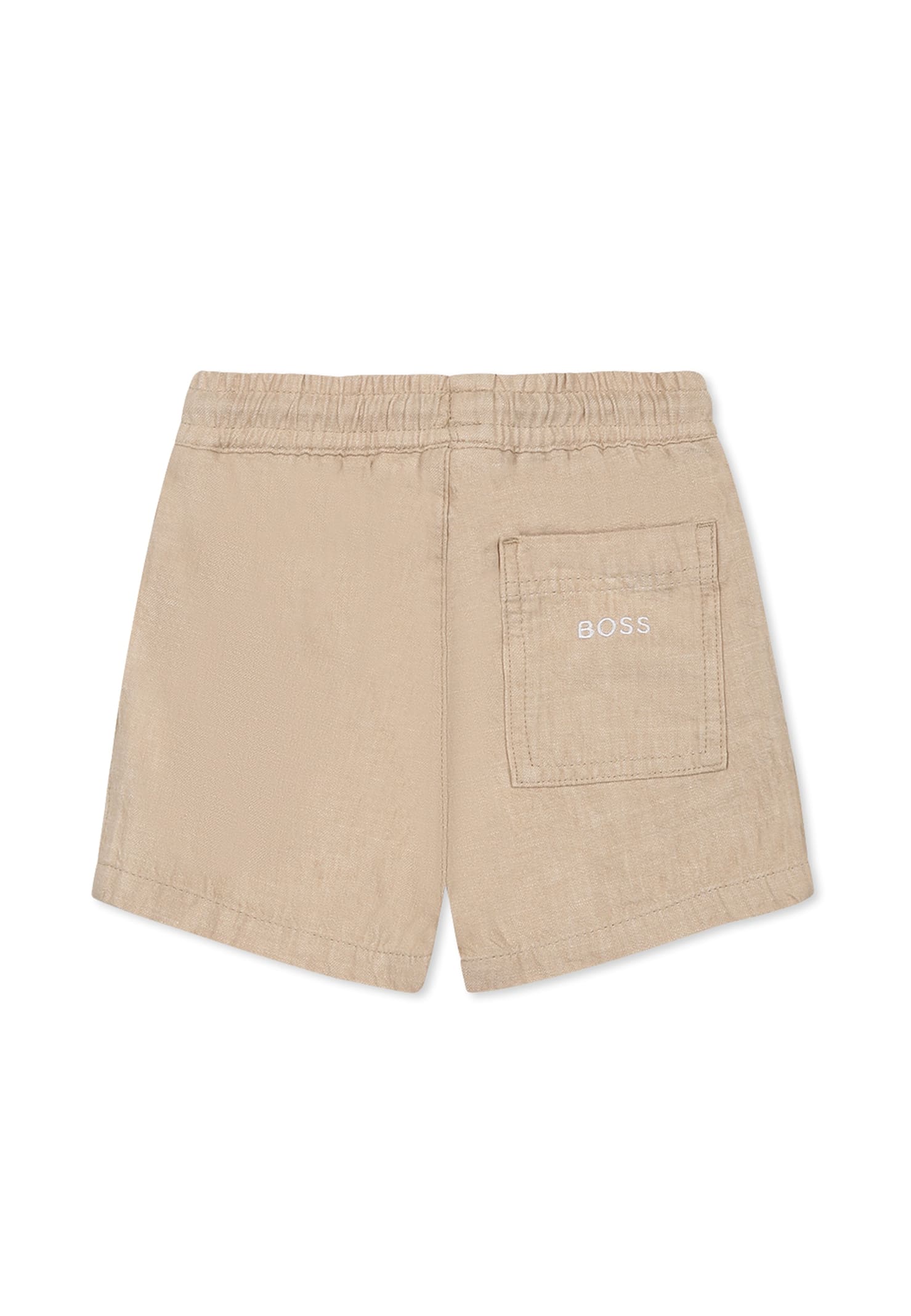 Hugo Boss Beige Shorts For Baby Boy With Logo In Beige