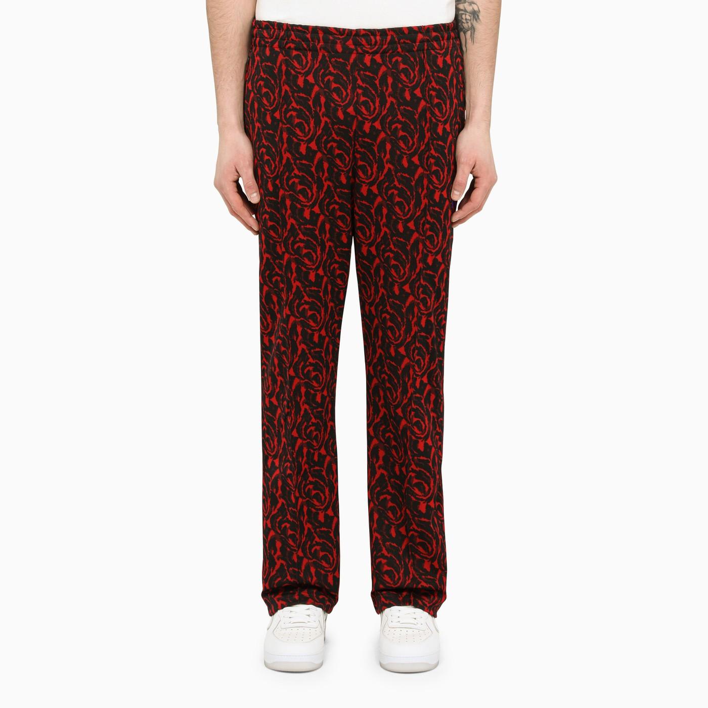 NEEDLES RED\/BLACK JACQUARD PANTS