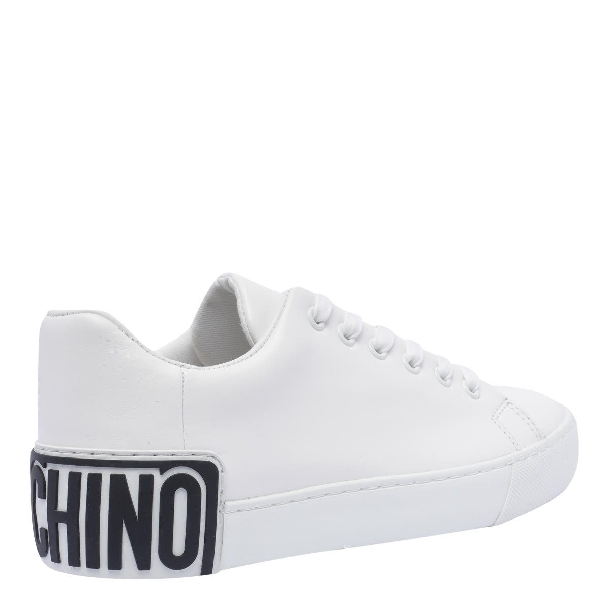 Shop Moschino Maxi Logo Sneakers In White