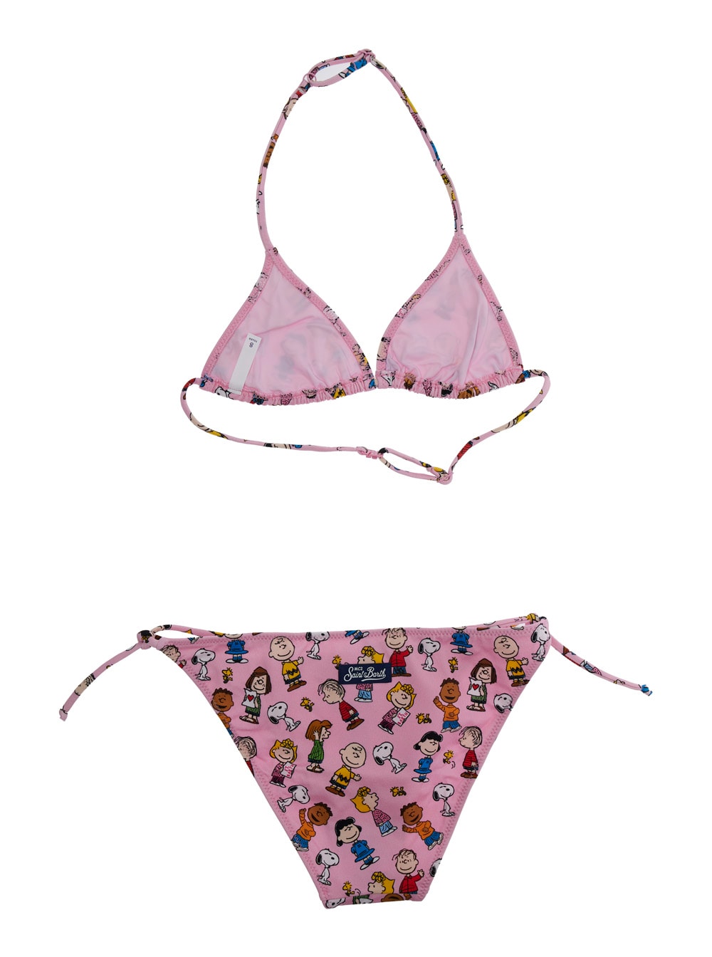 MC2 SAINT BARTH HOLLY PINK BIKINI WITH ALL-OVER PRINT AND TIE CLOSURE IN TECH FABRIC STRETCH GIRL