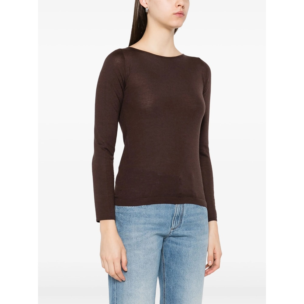 Brunello Cucinelli Cashmere Boat-neck Sweater Ribbed Texture In Brown
