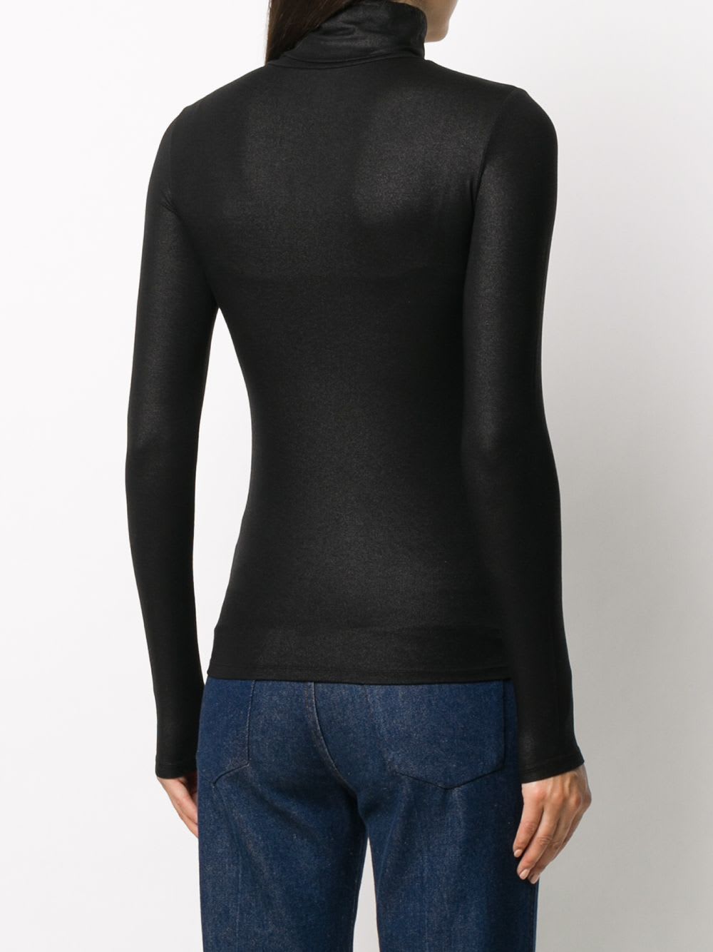 Majestic Cotton-cashmere Long Sleeve Turtleneck Top In Black