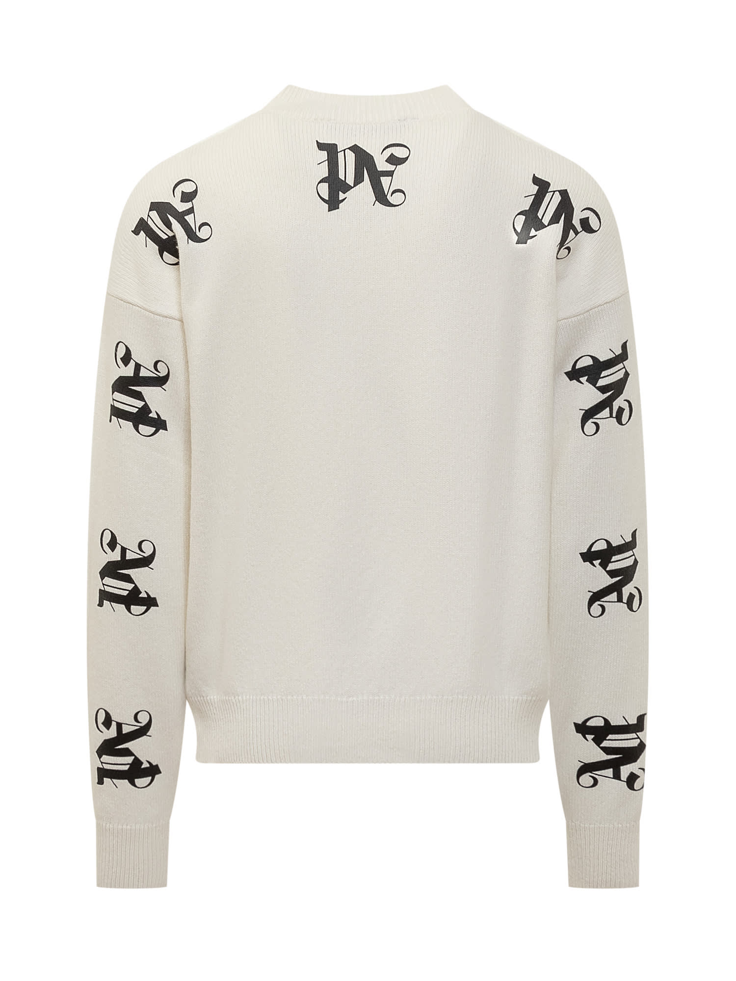 Shop Palm Angels Sweater With Pa Monogram In Off White Black