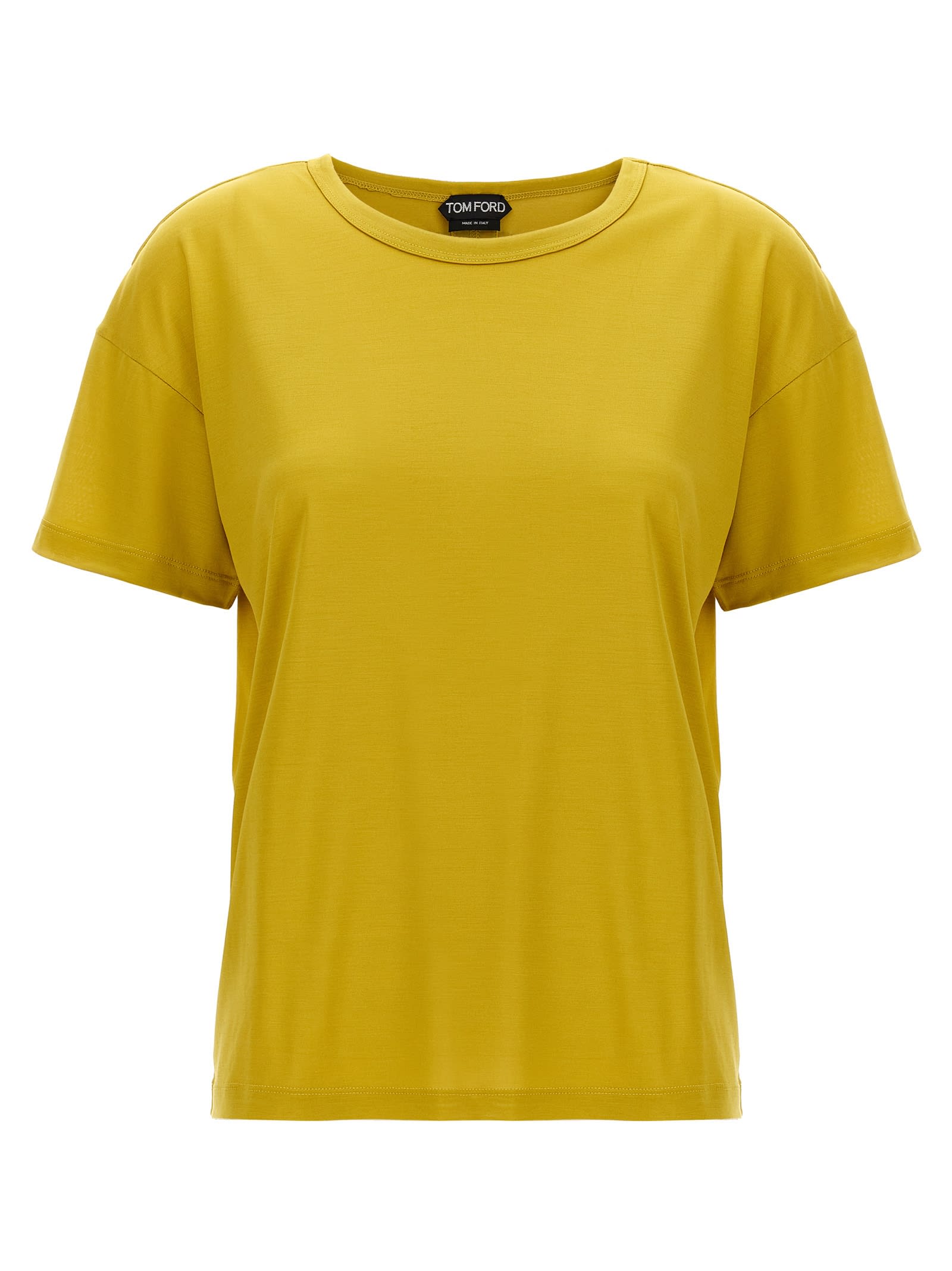 Shop Tom Ford Silk T-shirt In Yellow