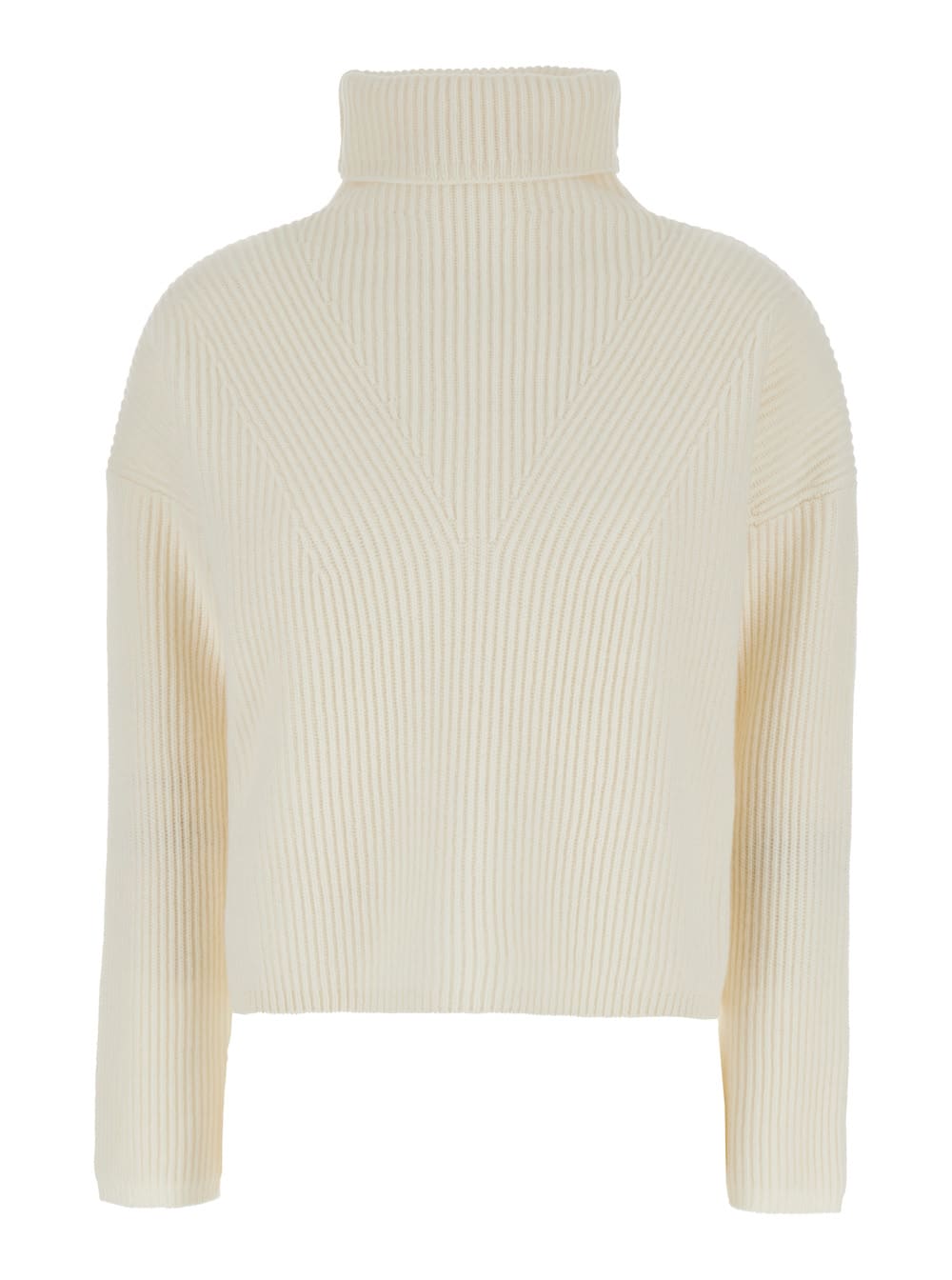 Shop Max Mara Golia Maglia Collo Alto Misto Cachemire In White