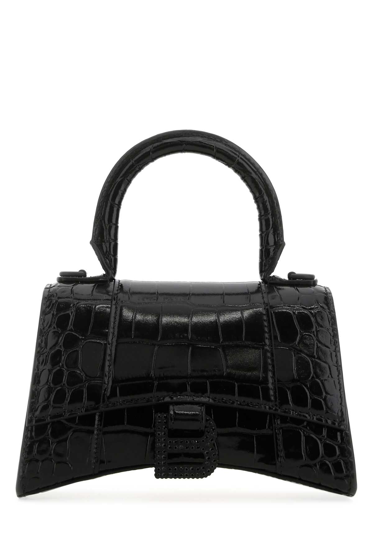 Shop Balenciaga Black Leather Xs Hourglass Handbag In 1000