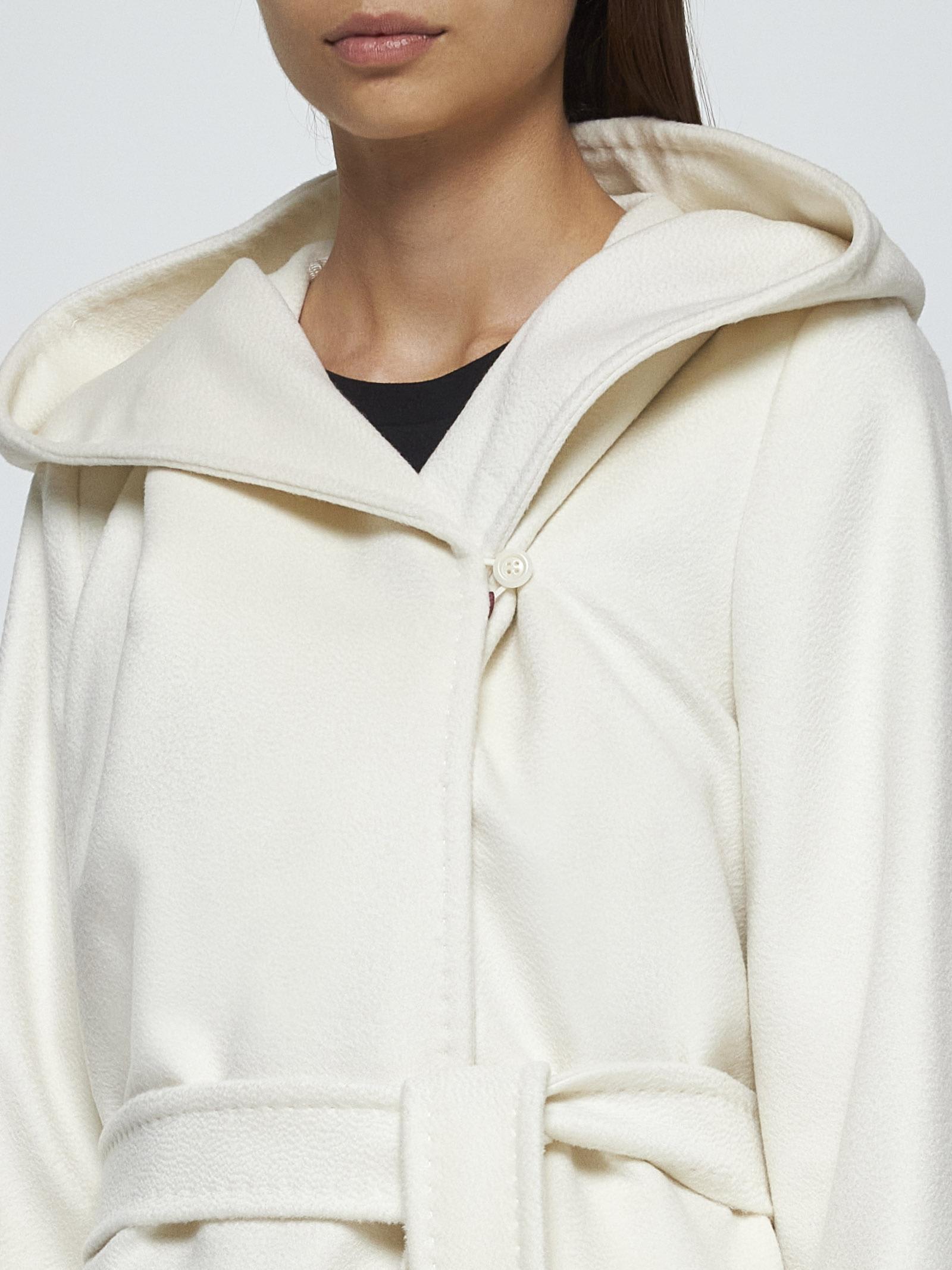 Shop Max Mara Newmang Hooded Wool Coat In White