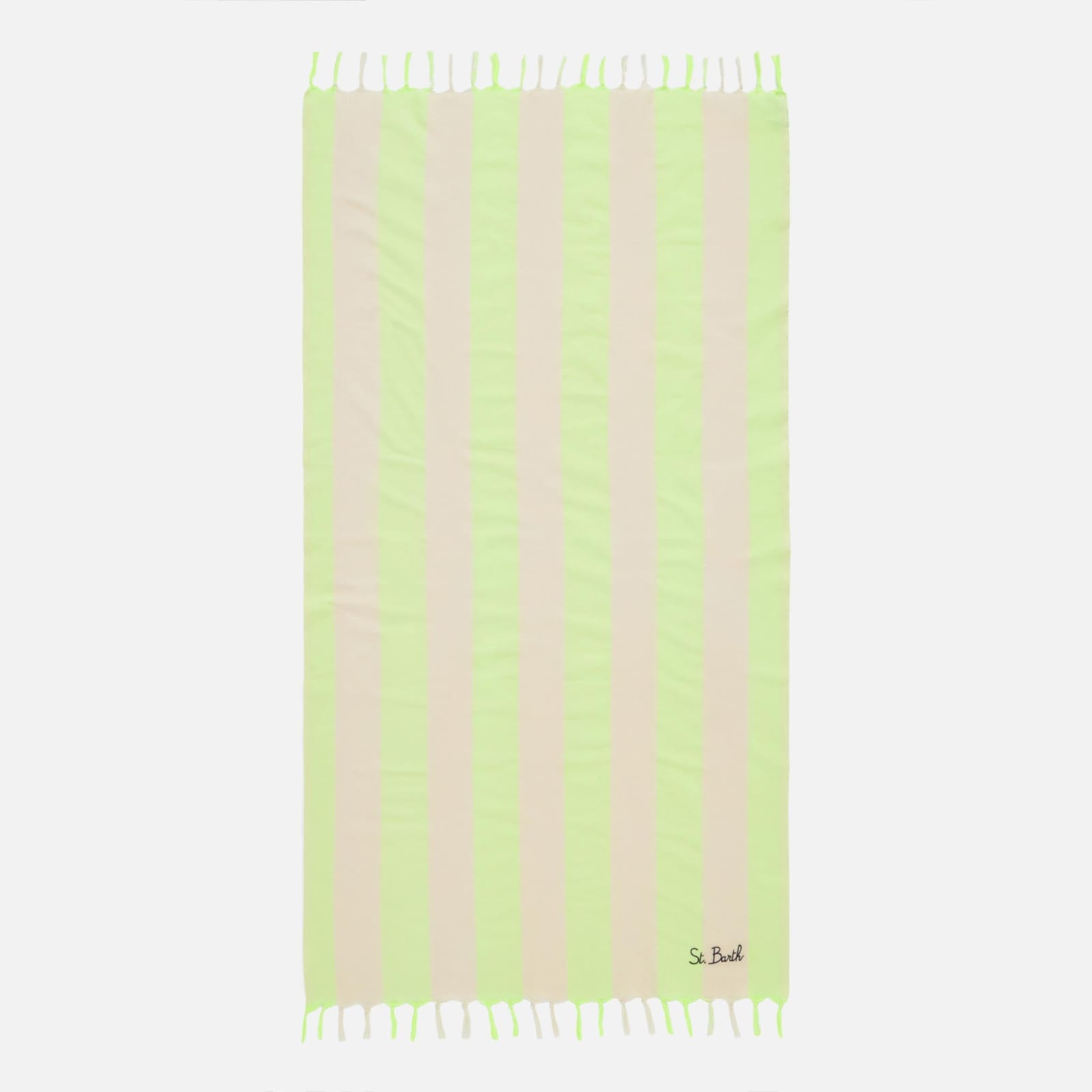 Mc2 Saint Barth Lightweight Cotton Fouta With White And Fluo Yellow Stripes