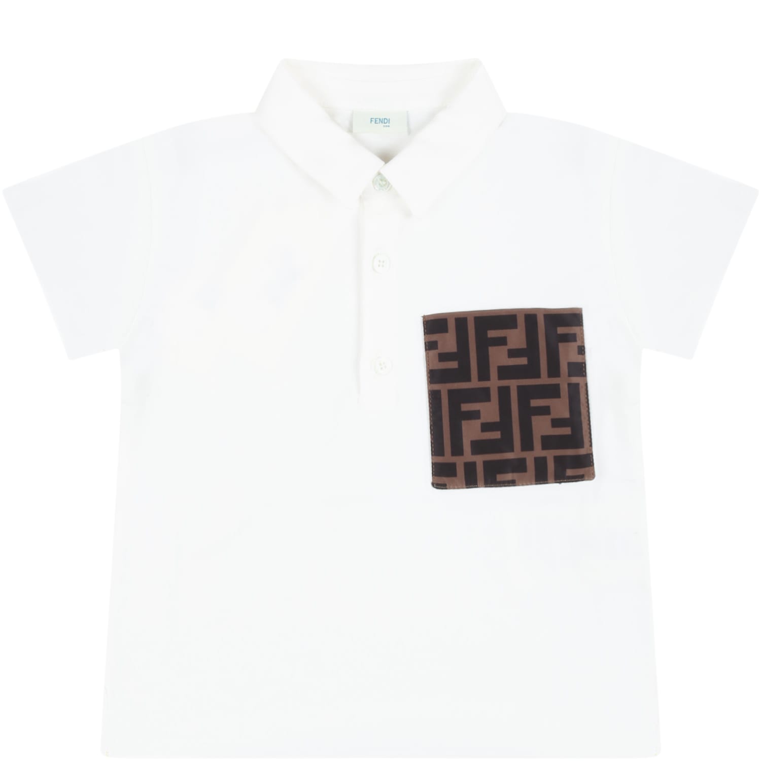 Fendi White Polo Shirt For Baby Boy With Ff