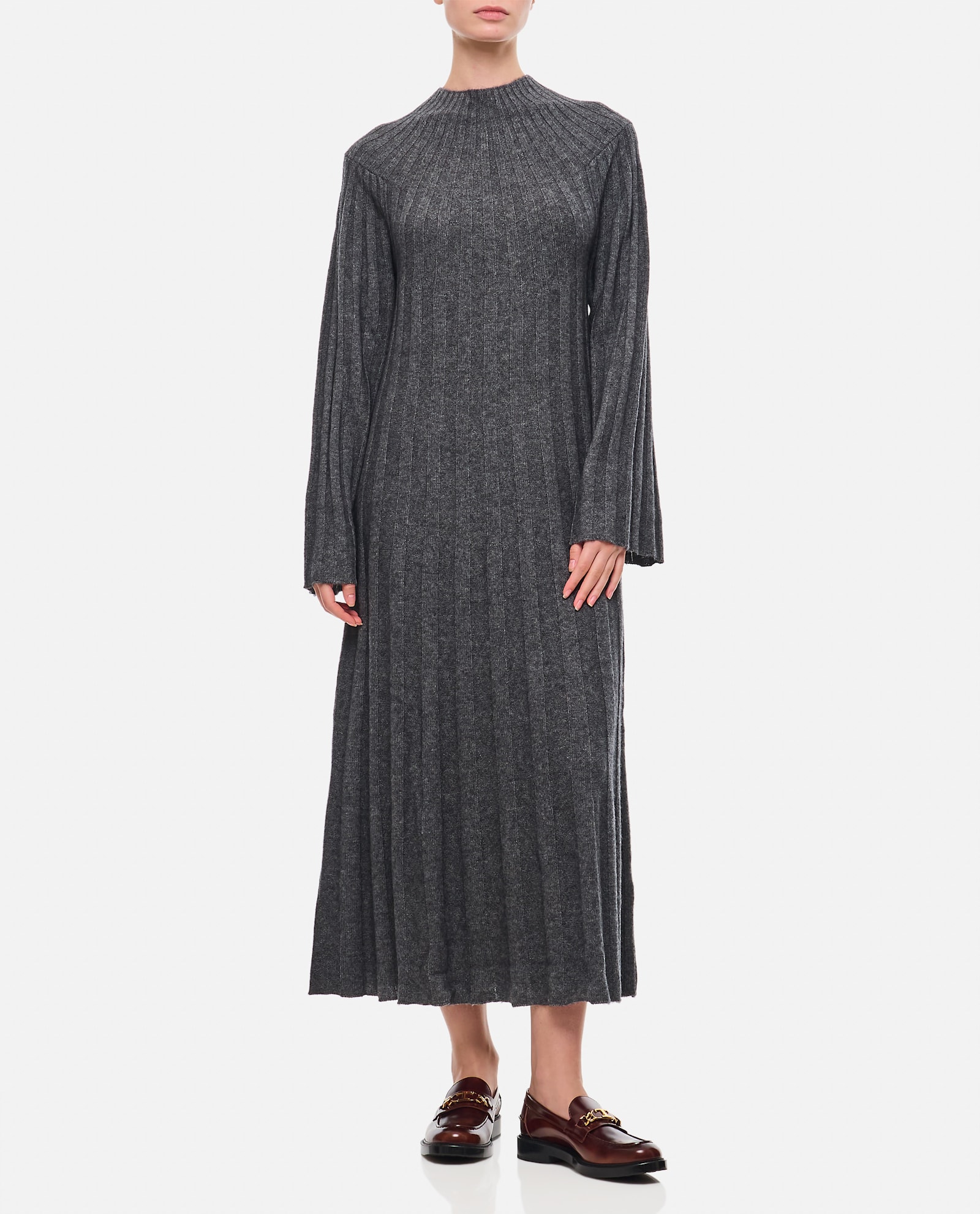 Shop Loulou Studio Irma Knit Dress In Grey