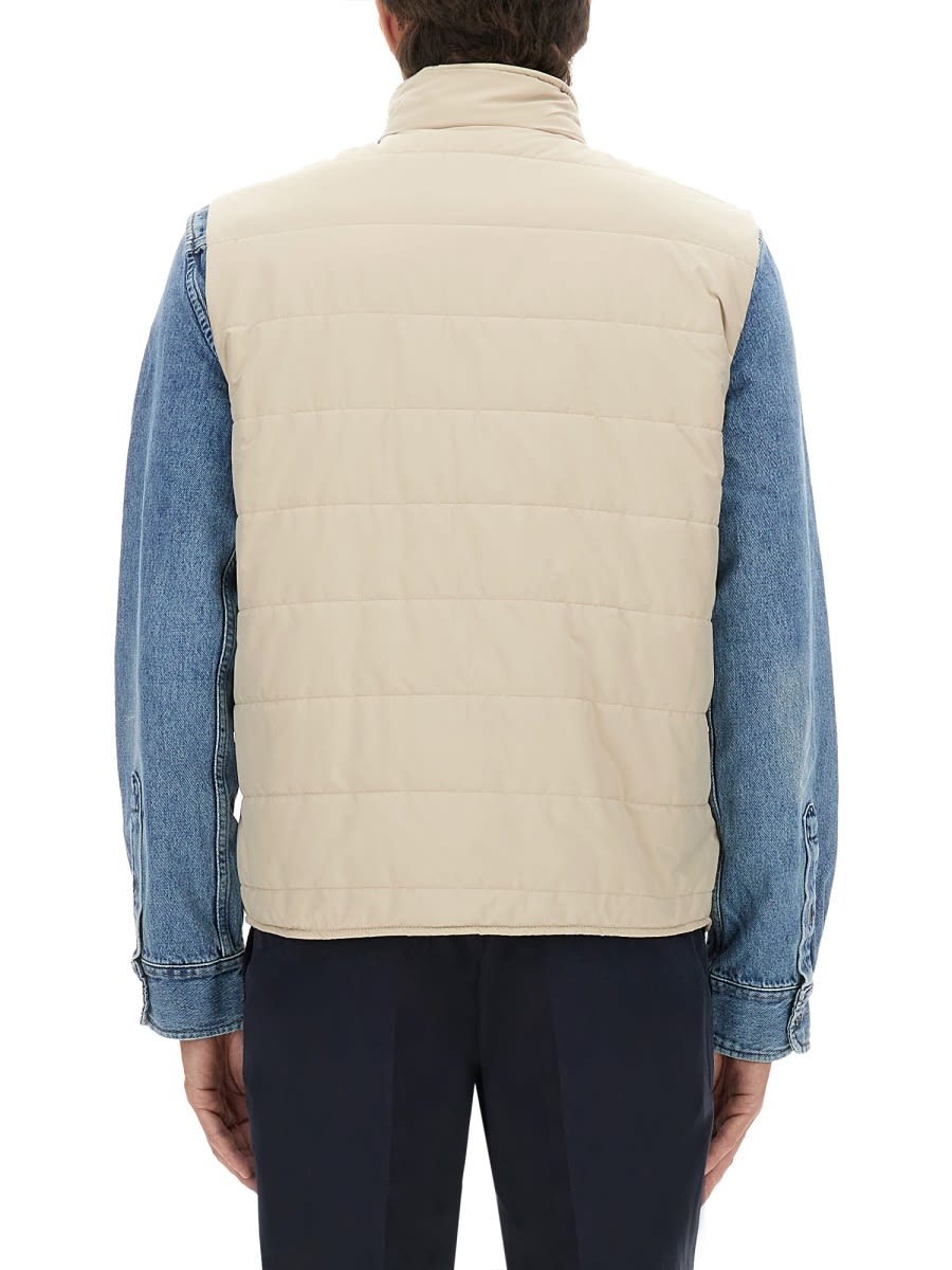 Fay Quilted Vest With High Collar And Padded Texture In Neutral