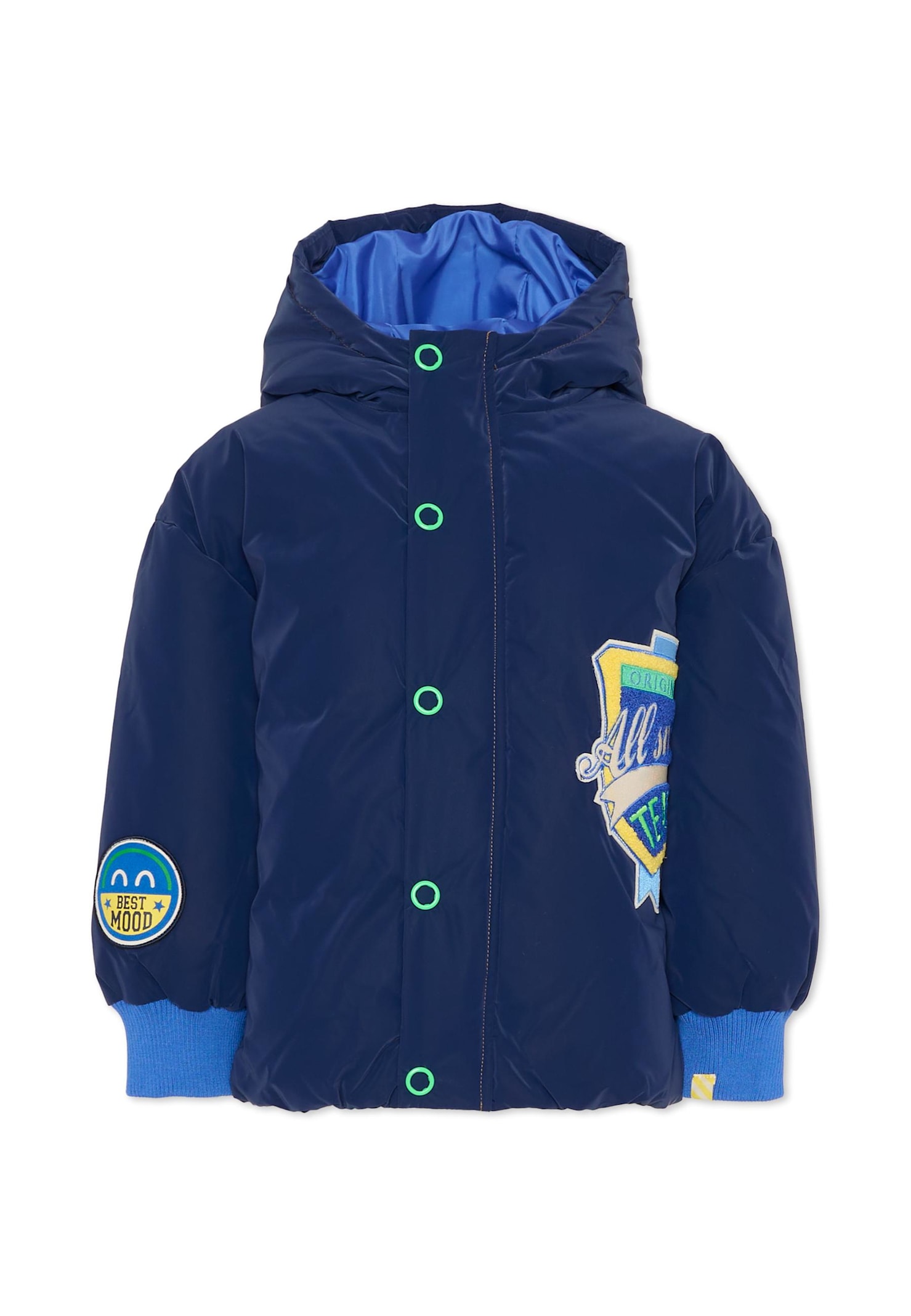 Billieblush Bue Down Jacket For Boy With Patch In Blue