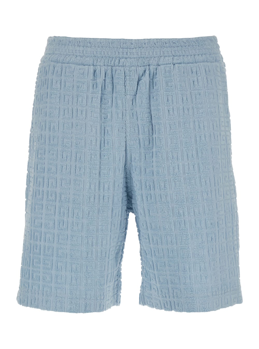 Shop Givenchy Light Blue Bermuda Shorts With 4g Motif In Cotton Blend Man In Azzurro