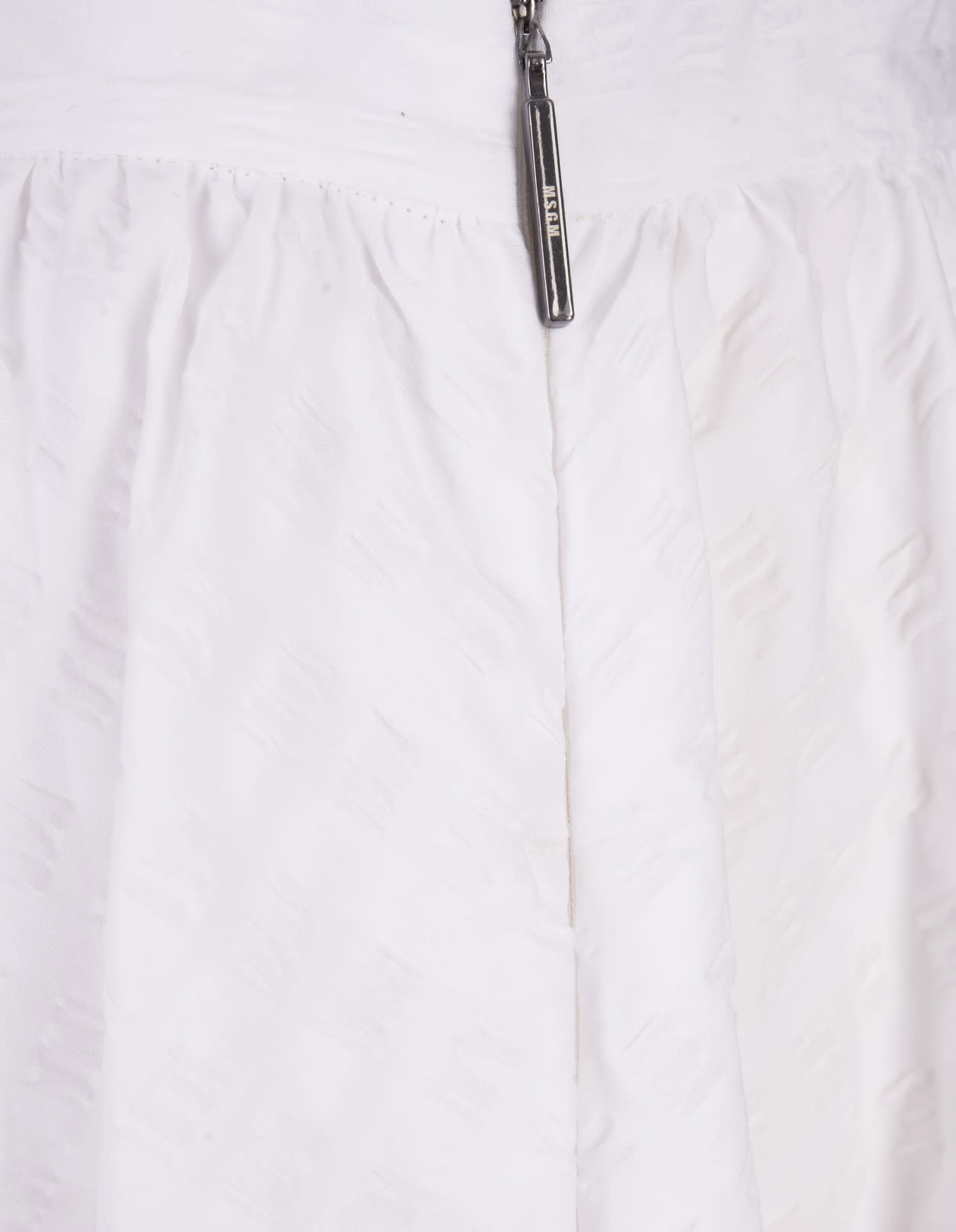 Shop Msgm Long White Skirt In Seersucker