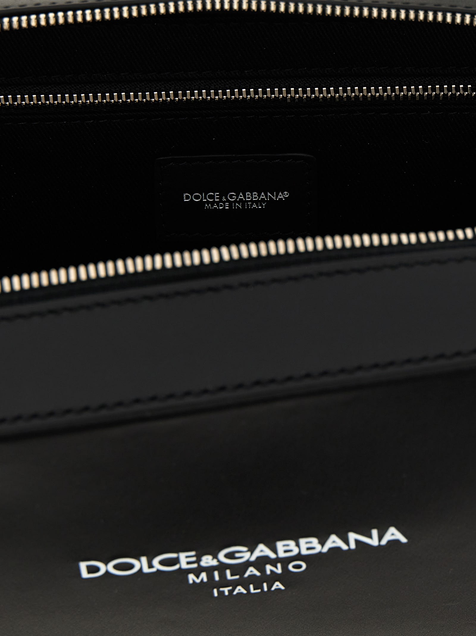 Dolce & Gabbana Brand Logo Adjustable Rectangular Messenger Bag Strap In Black