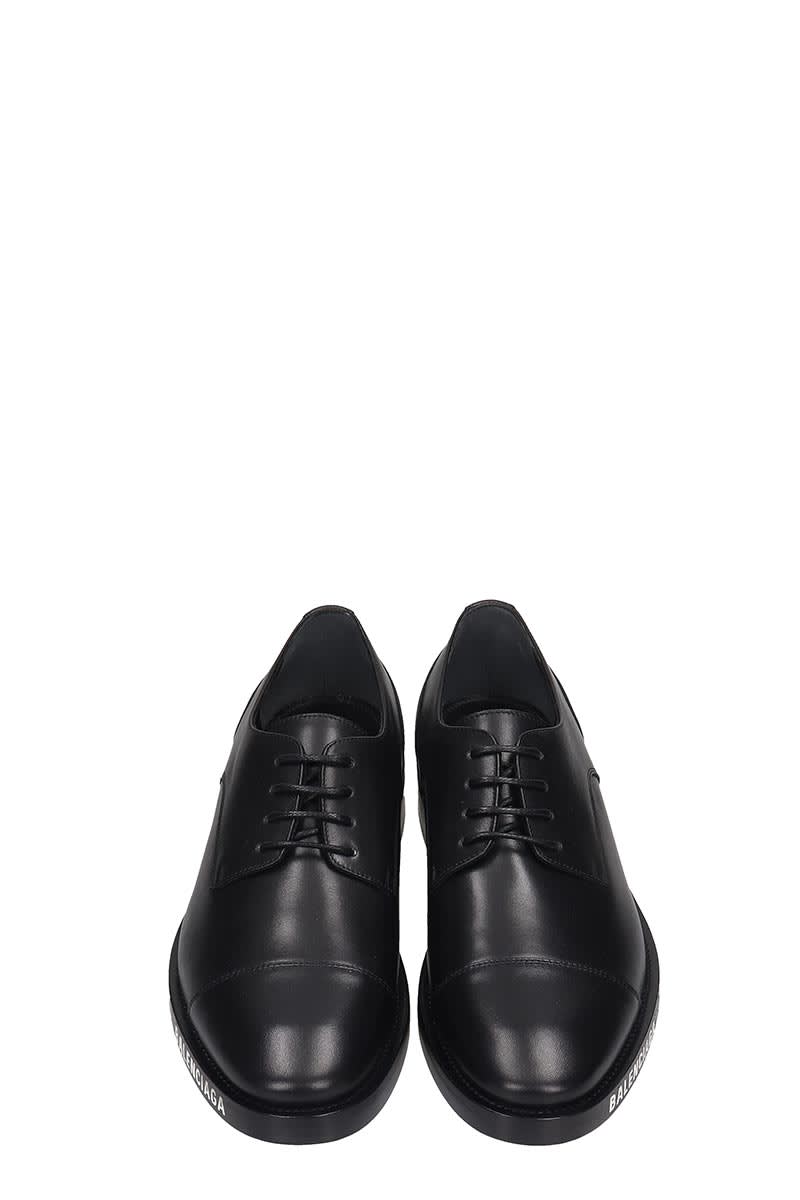 BALENCIAGA LACE UP SHOES IN BLACK LEATHER,11317572