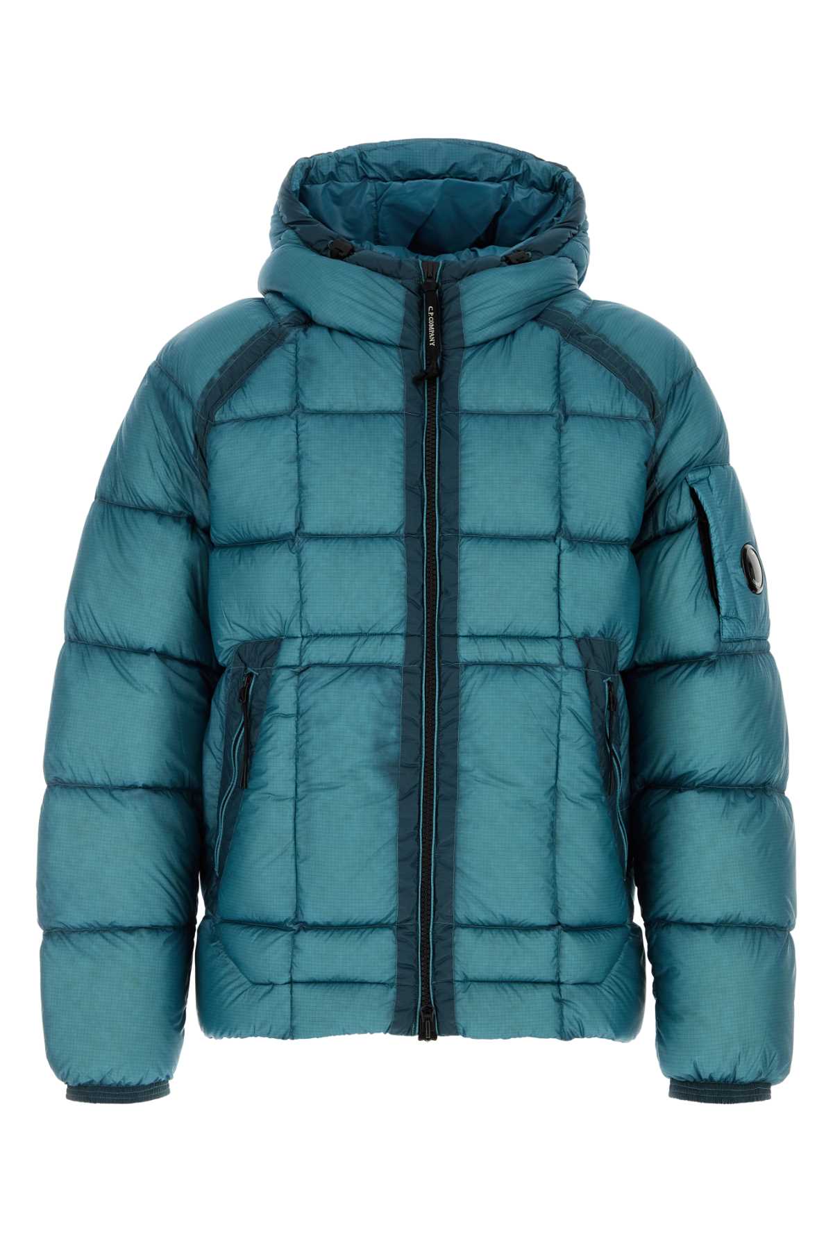 C.p. Company Translucent Lightweight Down Jacket With Adjustable Hood In Blue