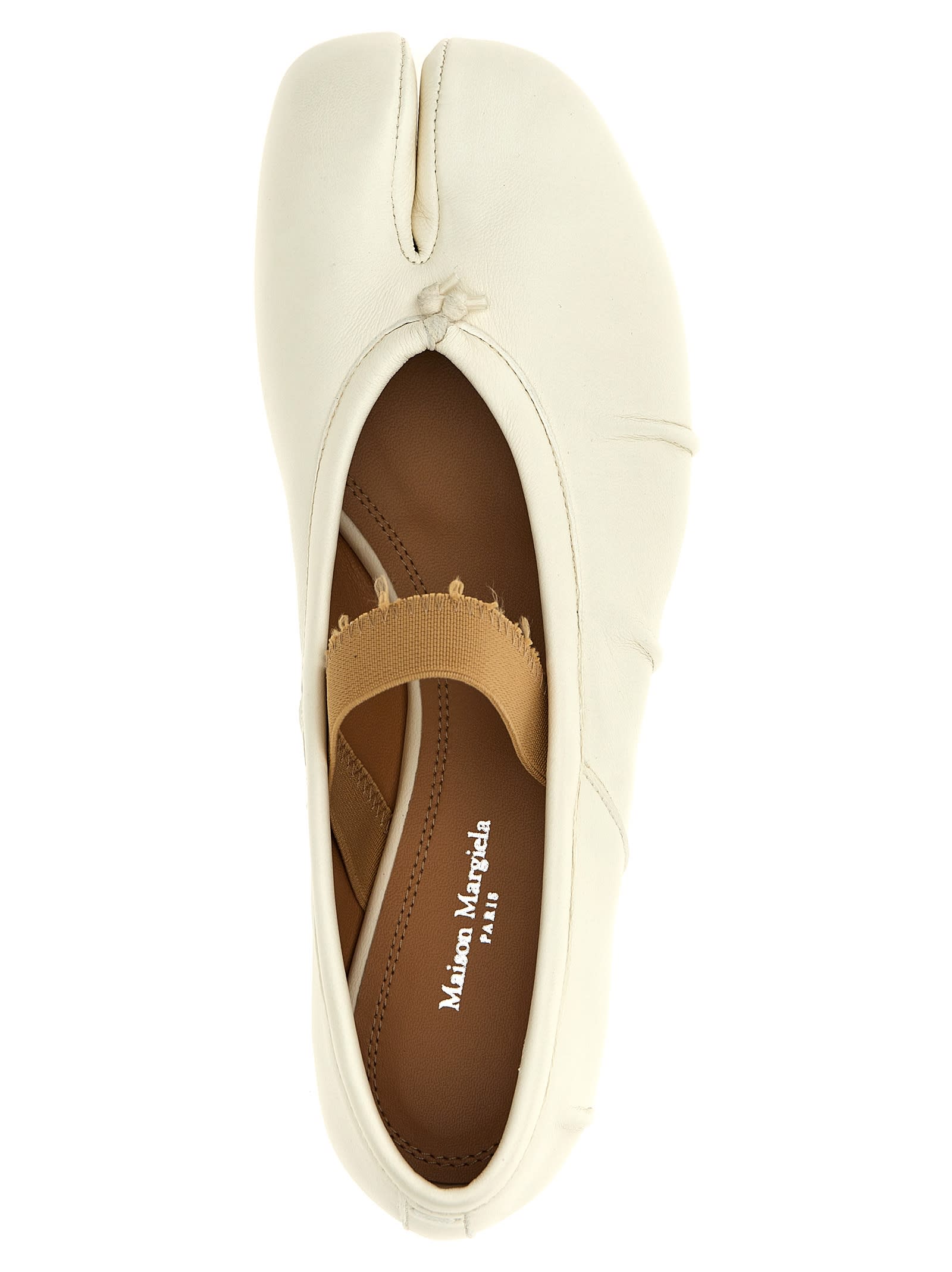 Maison Margiela Tabi Split-toe Leather Ballet Flats In White