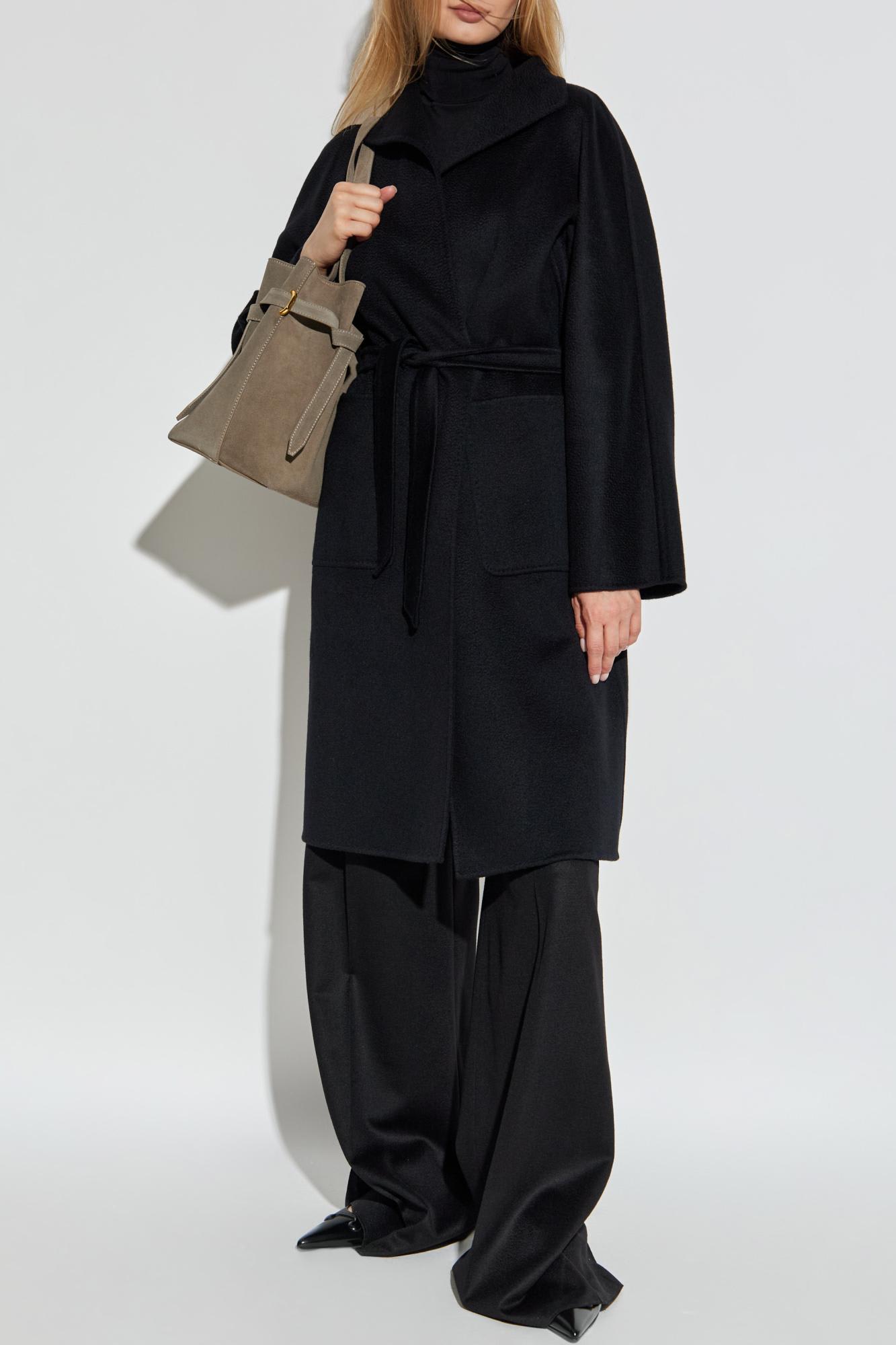 Max Mara Lilia Belted Long-sleeved Coat In Black