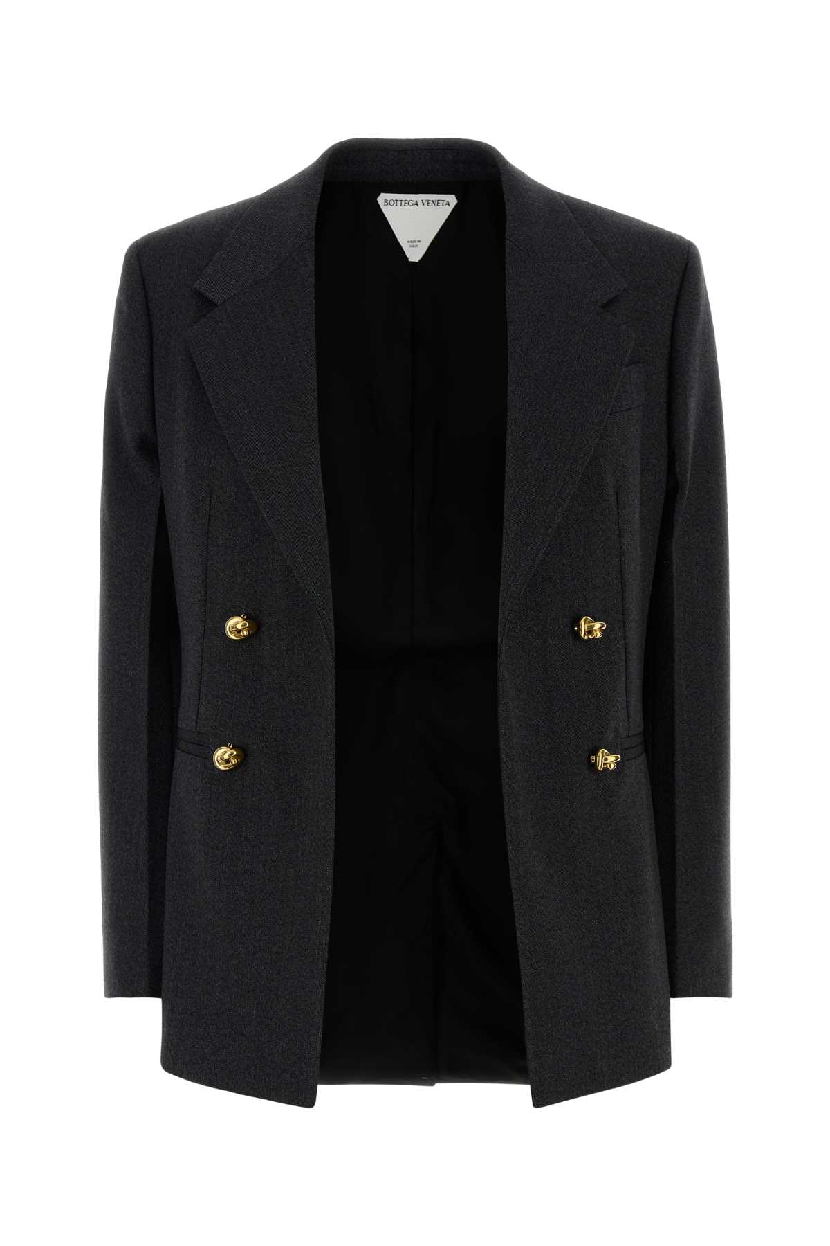 Bottega Veneta Double-breasted Wool Blazer With Embellished Buttons In Black