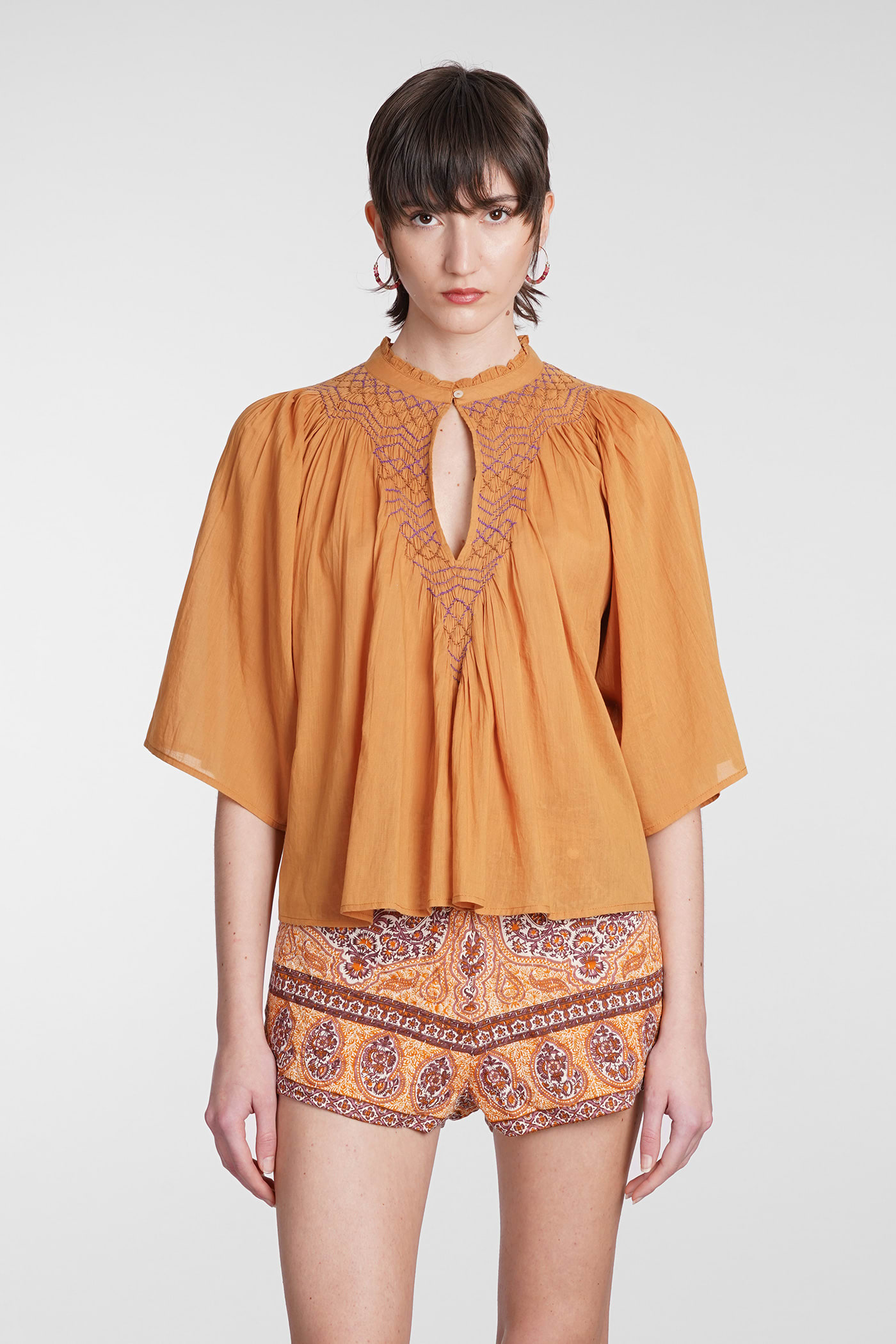 Antik Batik Ayo T-shirt In Orange Cotton