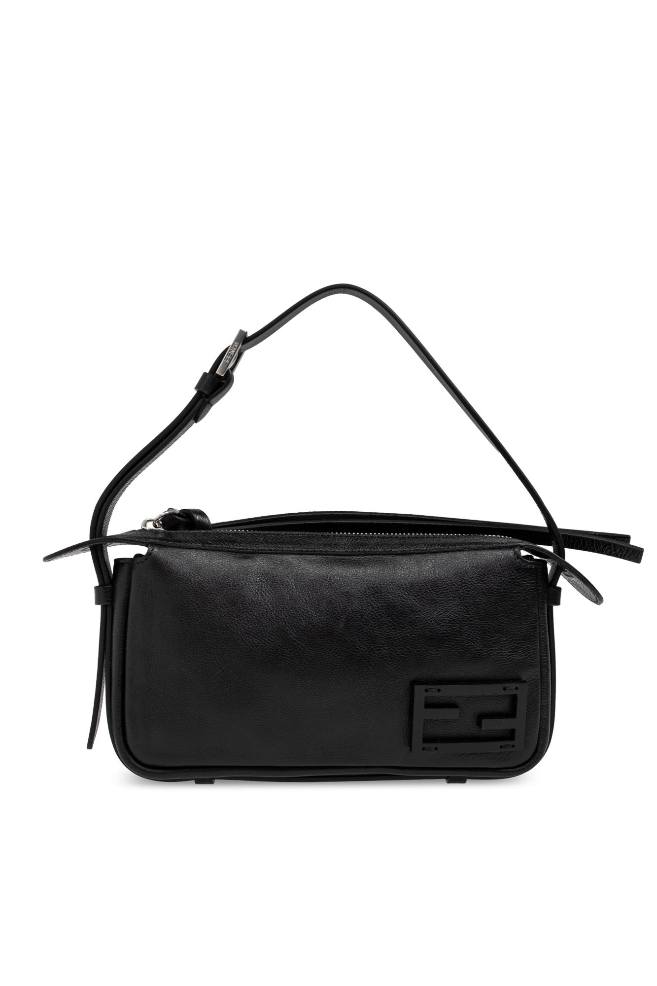 Shop Fendi Leather Shoulder Bag Smiply  Mini In Nero