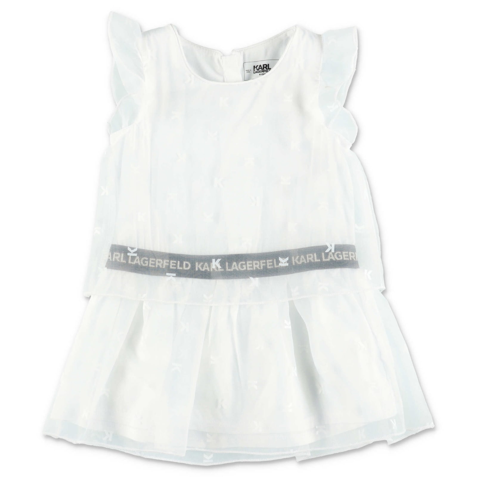 Karl Lagerfeld Abito Bianco In Tulle Stretch