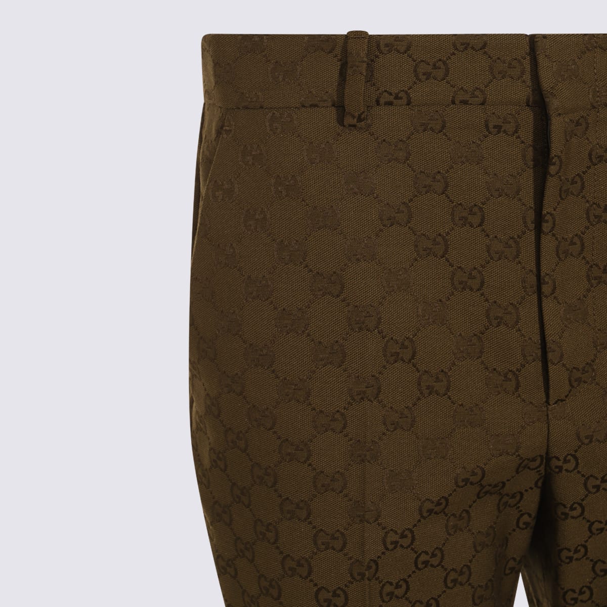 Gucci Gg Jacquard Cotton-blend Bootcut Pants In Green