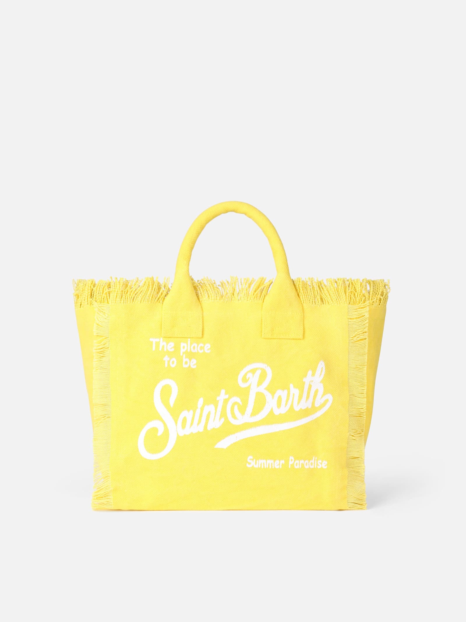 Mc2 Saint Barth Yellow Cotton Canvas Colette Handbag In Yellow