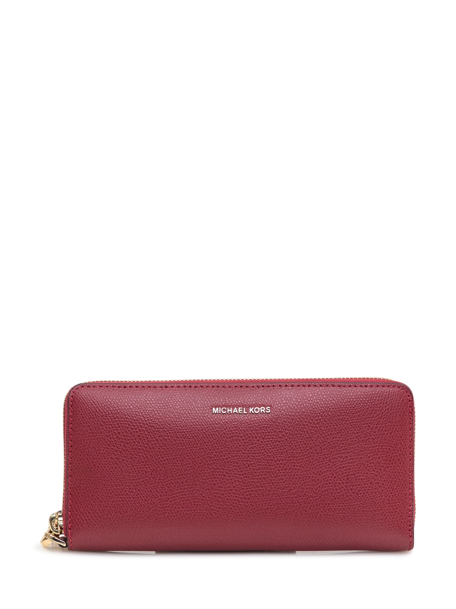 Shop Michael Michael Kors Jetset Travel Continental Wallet In Deep Red