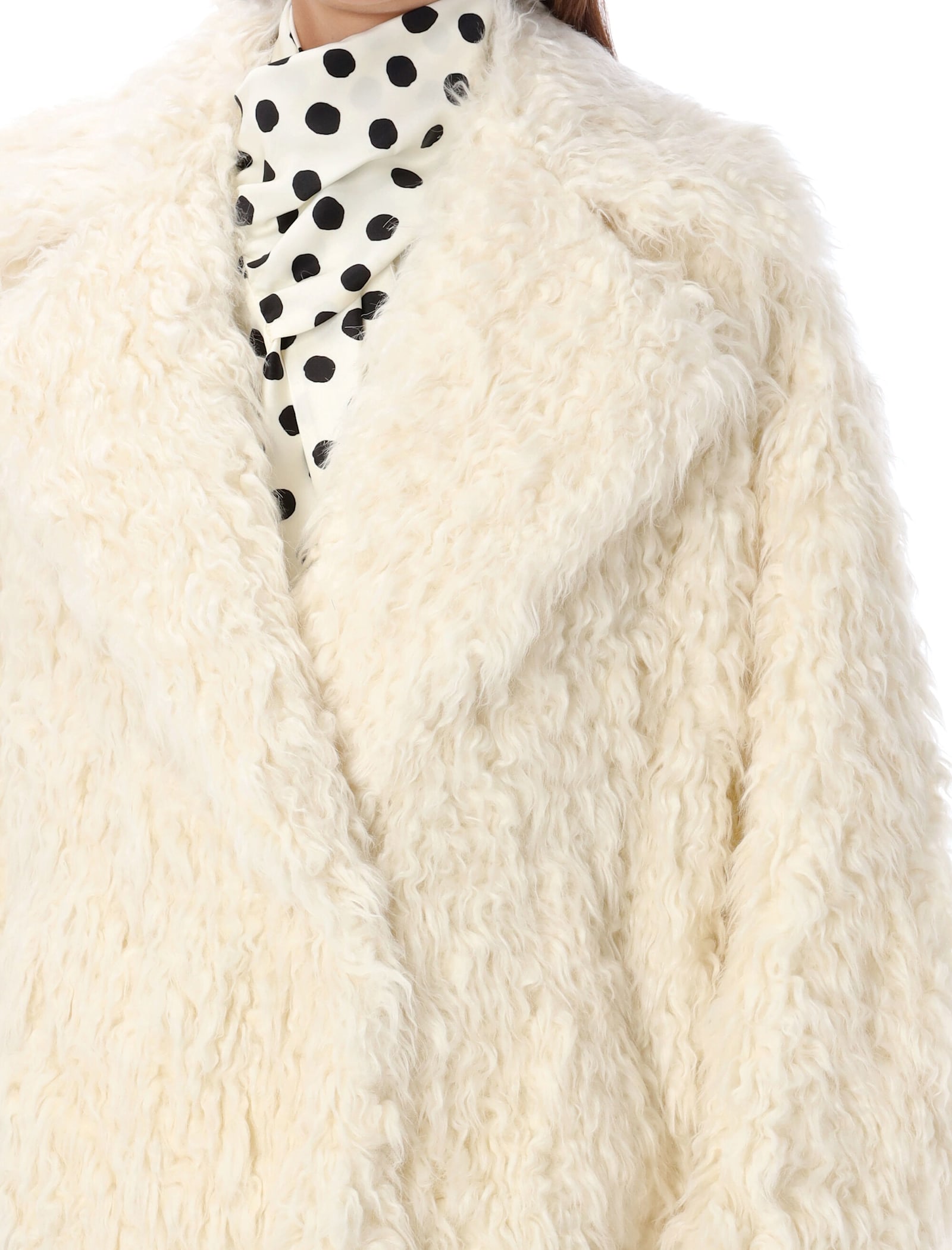 Shop Msgm Eco-fur Jacket In Off White