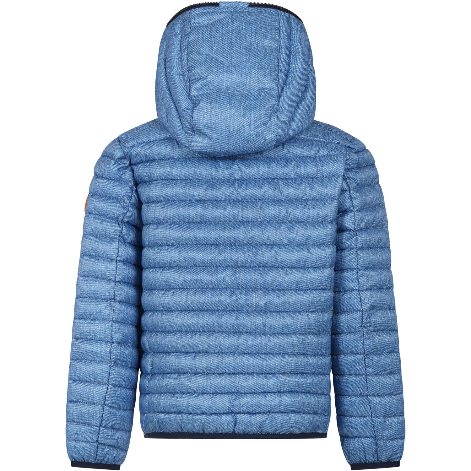 Shop Save The Duck Light Blue Drew Down Jacket For Boy With Logo