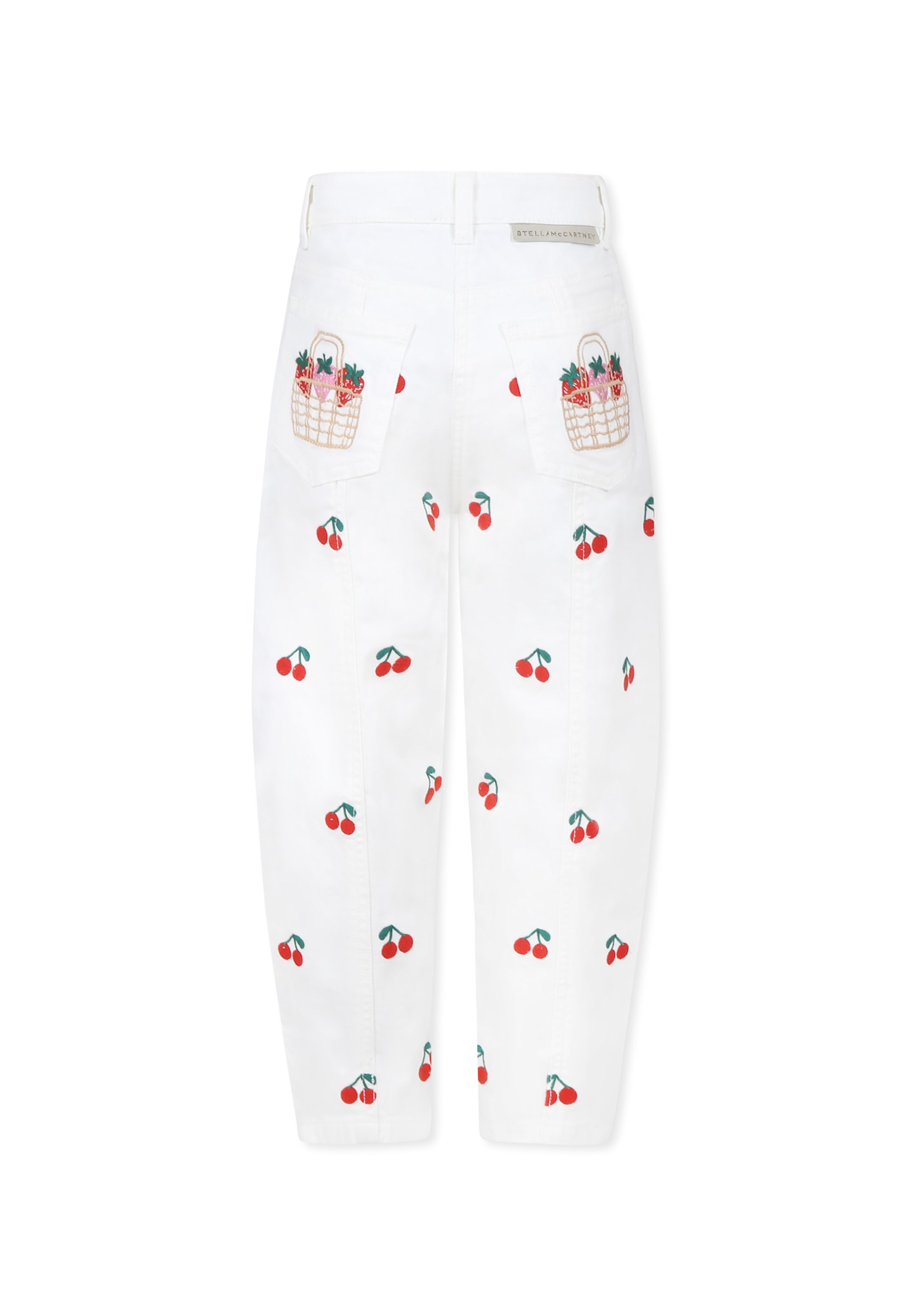 Stella Mccartney White Jeans For Girl With Cherries In White