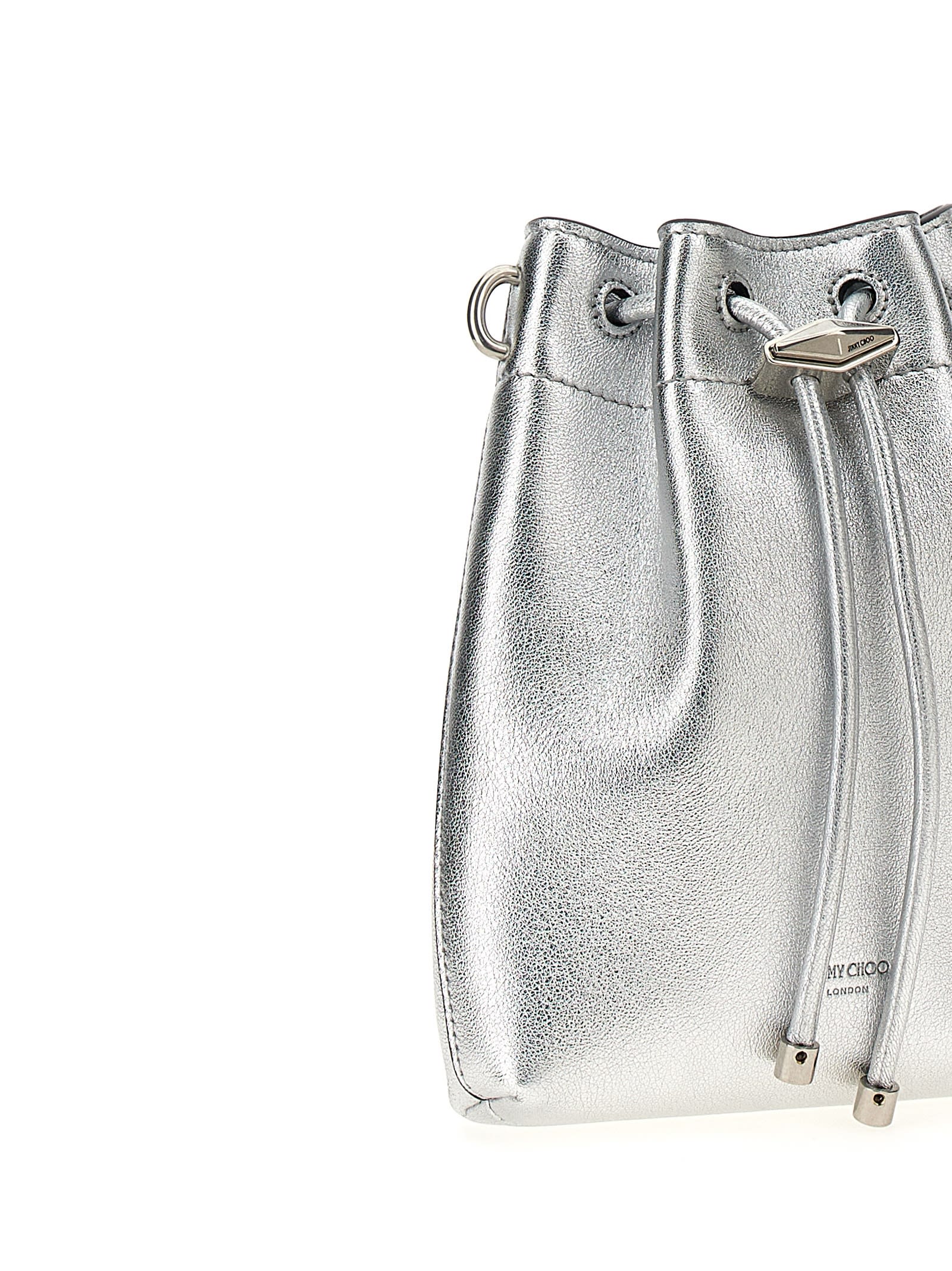 Shop Jimmy Choo Bon Bon Bucket Bag In Silver