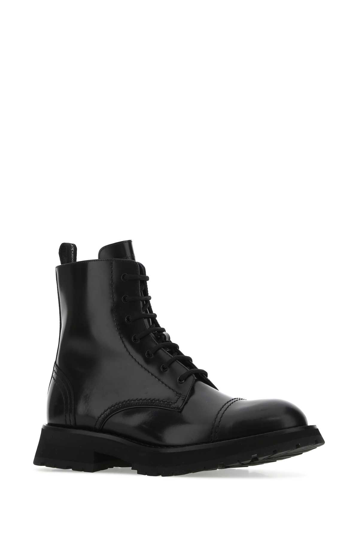 Shop Alexander Mcqueen Black Leather Ankle Boots In 1000