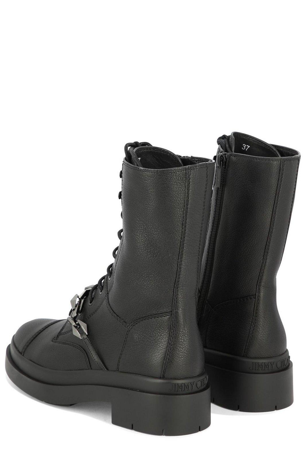 Shop Jimmy Choo Nari Combat Boots In Black Anthracite