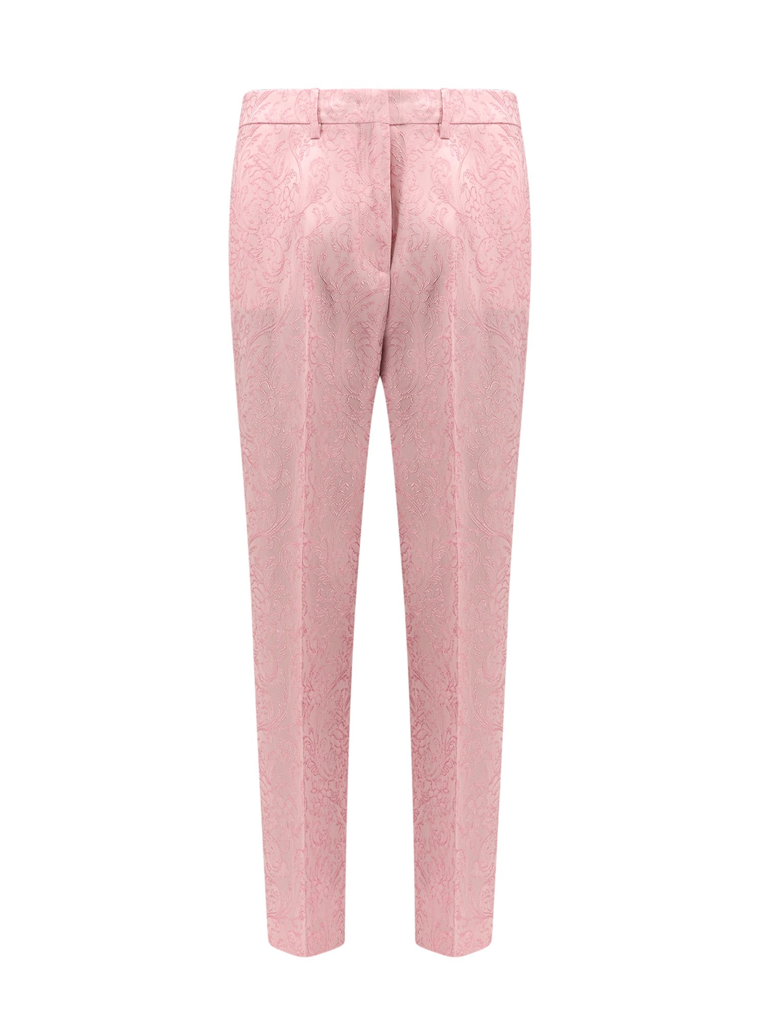 Etro Viscose And Silk Trouser With Floral Motif In Pink