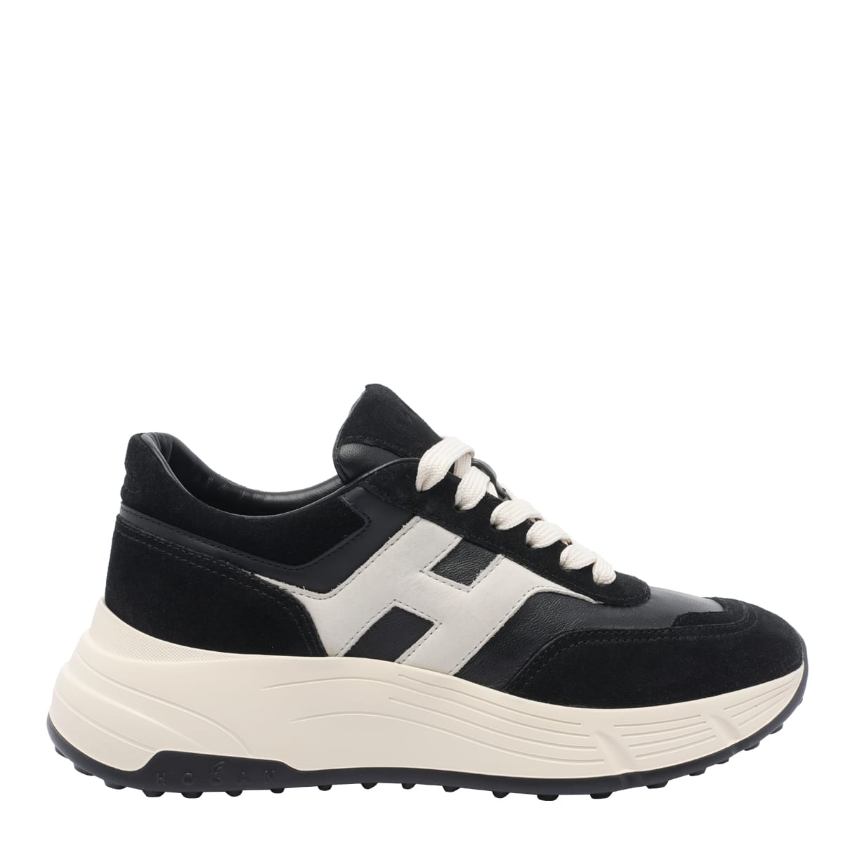 Hogan Suede And Nappa Leather Sneakers With Contrast Panel In Black