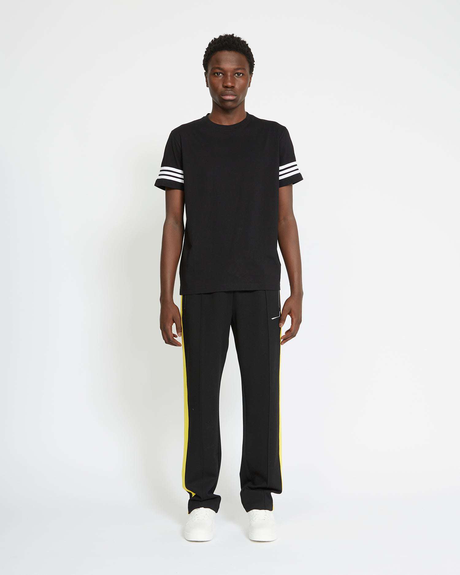 John Richmond T-shirt With Logo On The Back And Side Bands On The Sleeves In Nero