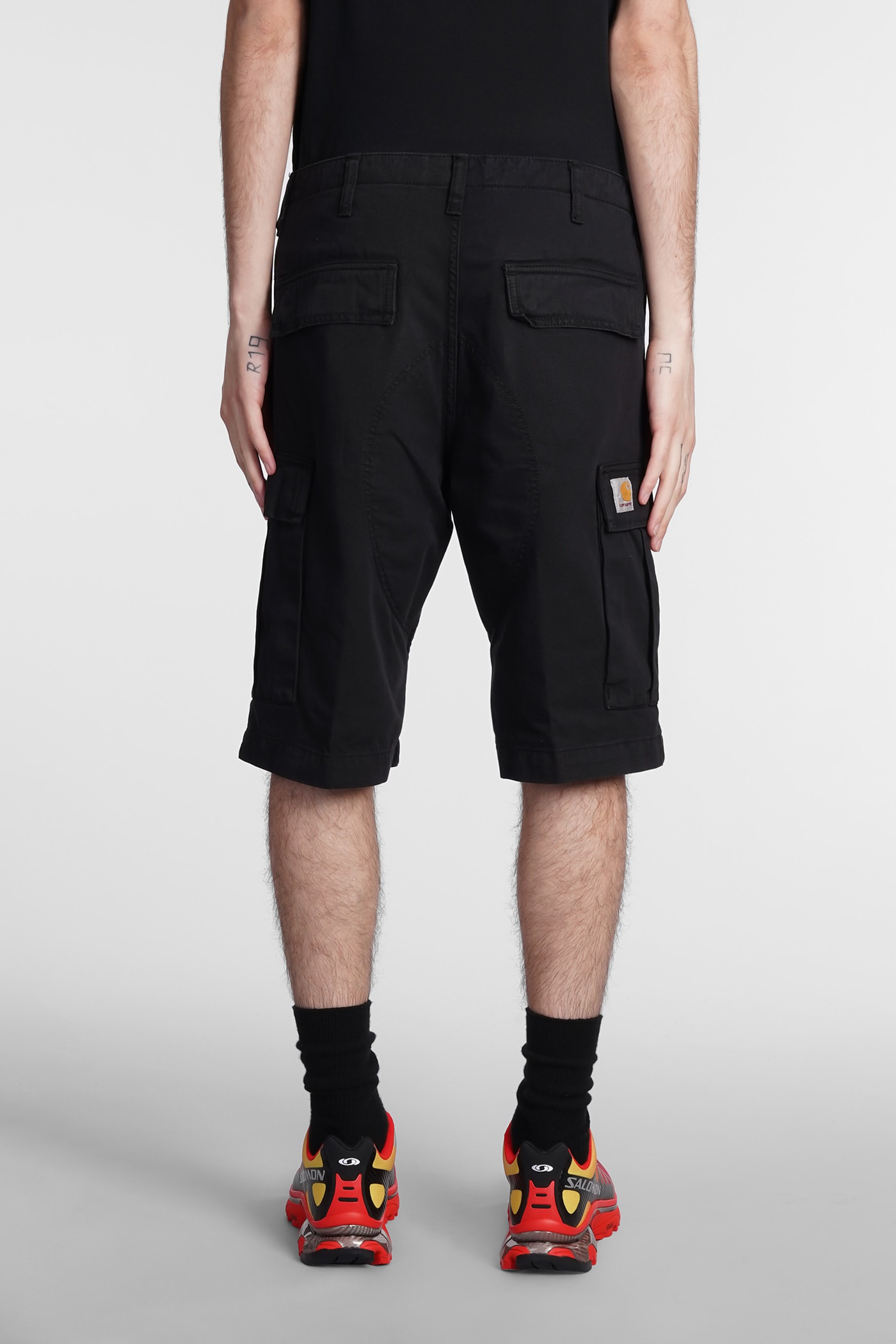 Carhartt Cotton Shorts With Patch Pockets In Black