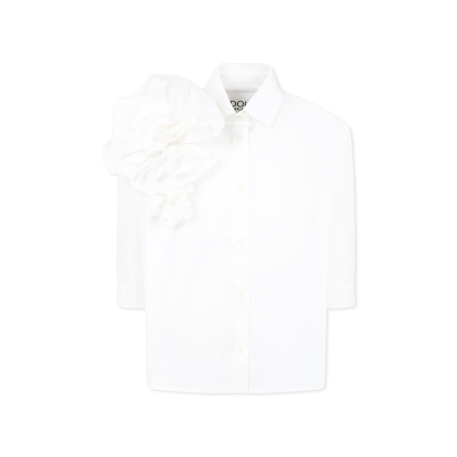 Shop Douuod White Shirt For Girl With Roses In Ivory