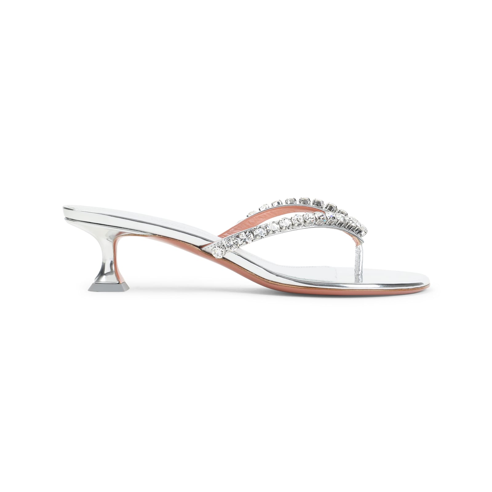 Amina Muaddi Gigi Thong Mirror Sandals In White