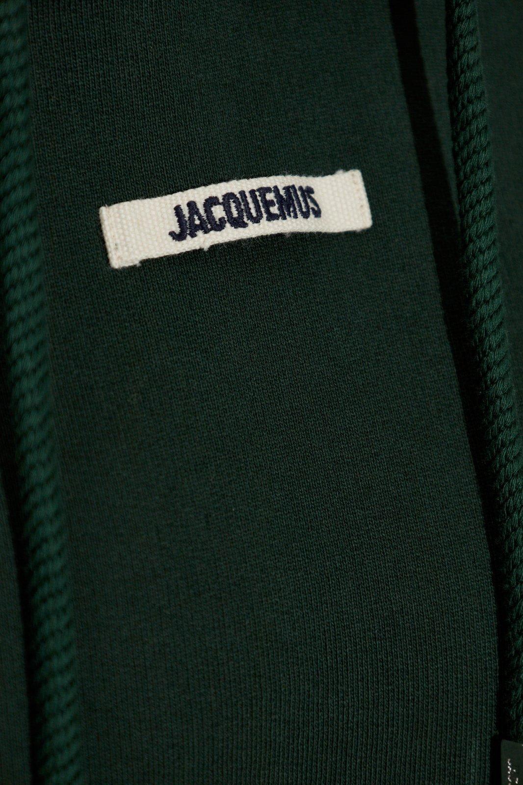 Shop Jacquemus Le Hoodie Gros Grain Green Hoodie With Logo Patch On The Front In Cotton Woman In Dark Green 2