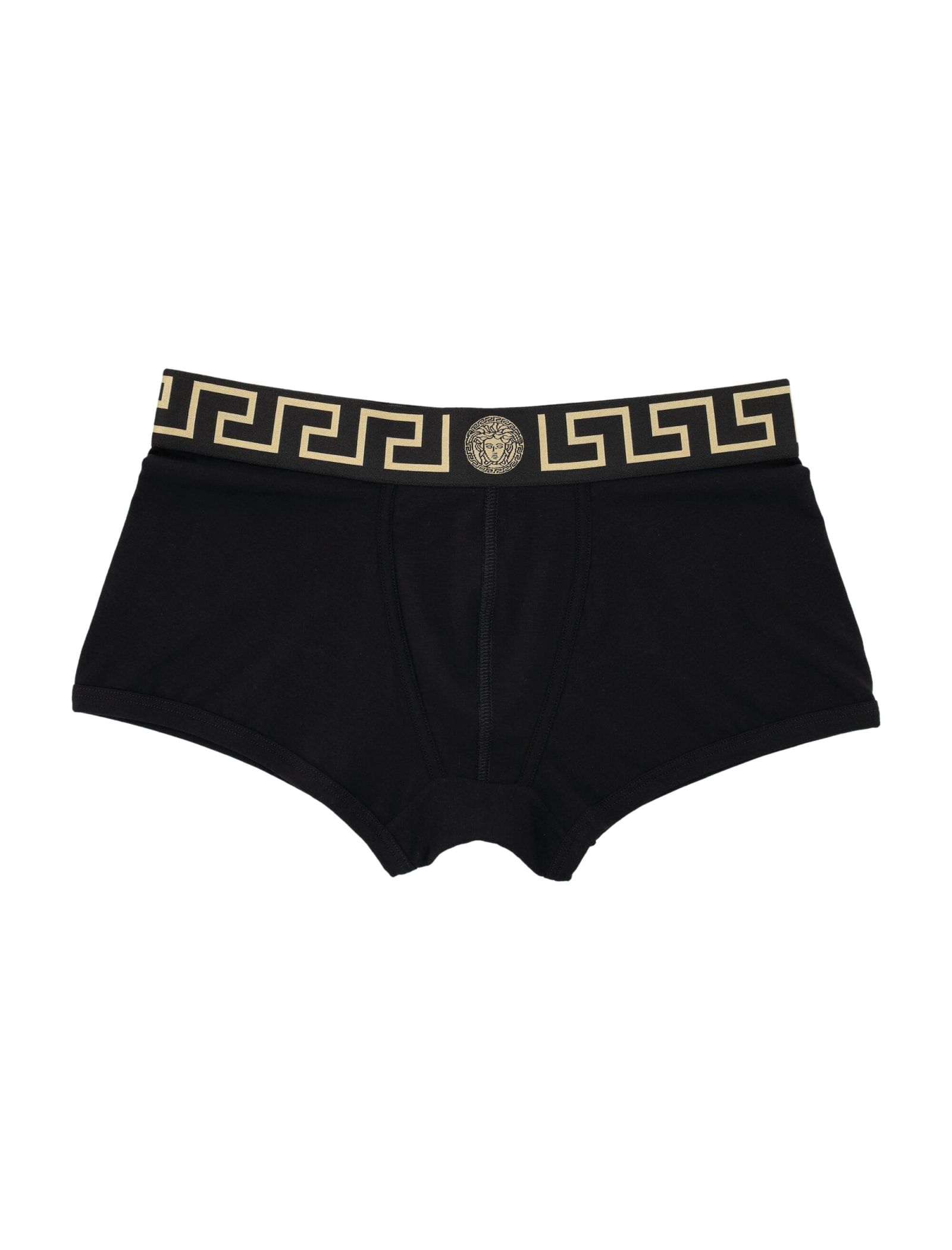 Versace Black Briefs With Elastic Waist With Medusa Print In Black